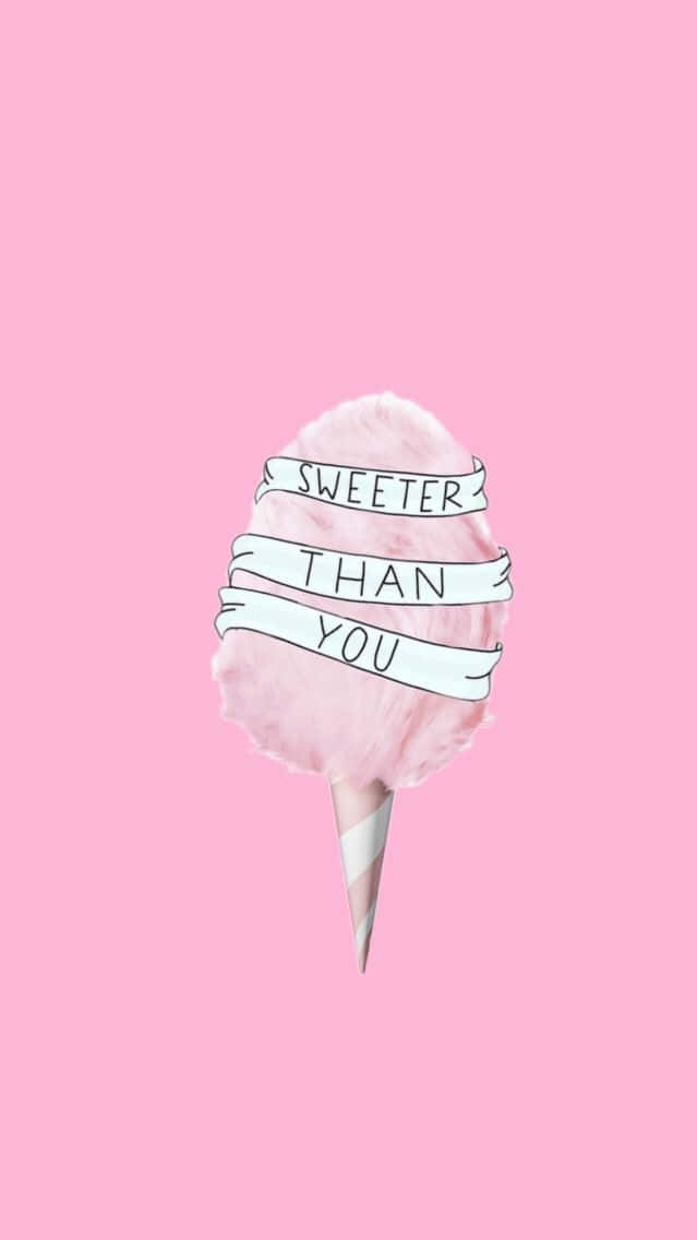 Pink Cotton Candy, striped stick, ribbons, SD Phone Wallpaper