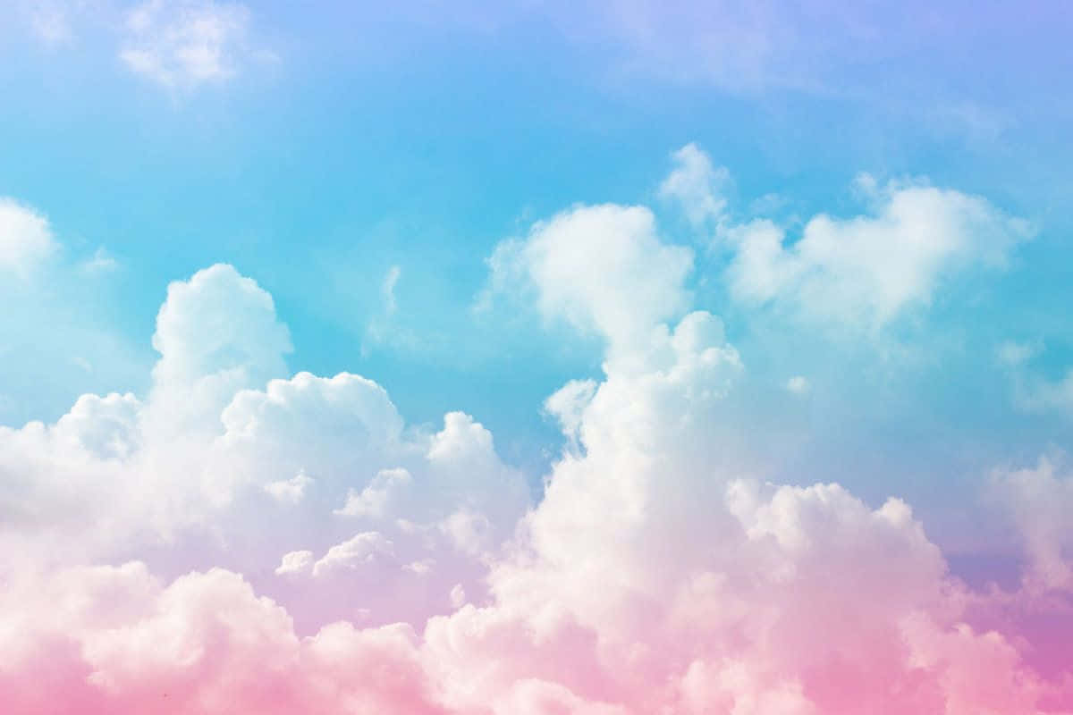 Pink Cotton Candy, pastel pink, blue sky, SD Desktop Wallpaper