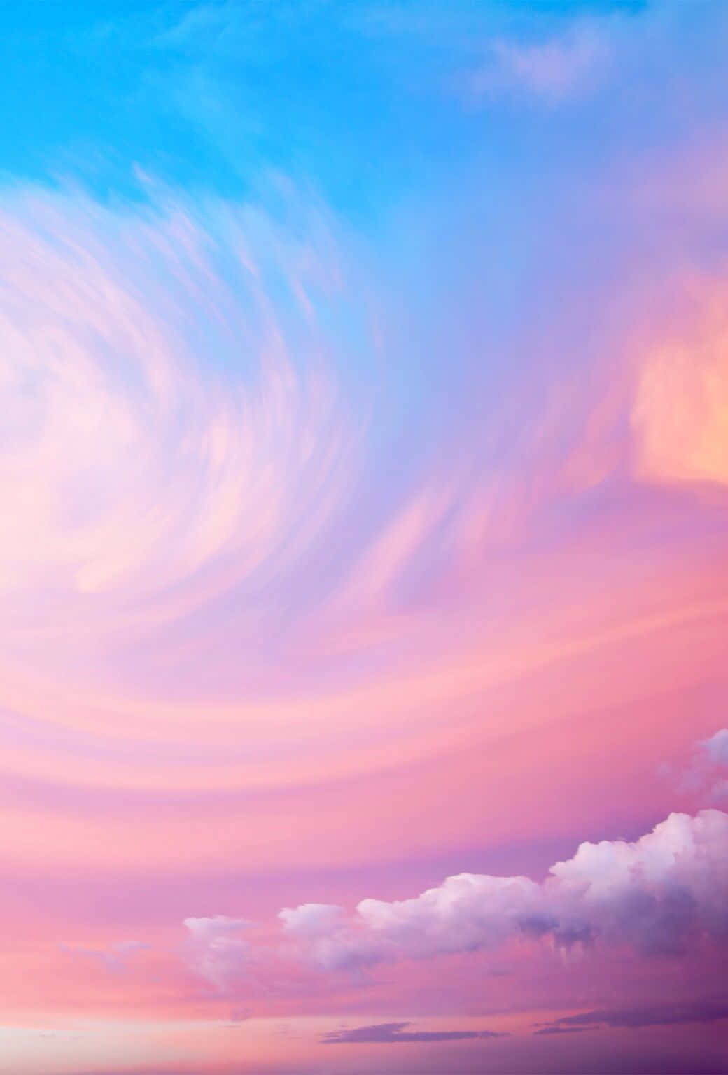 Pink Cotton Candy, pastel pink, blue clouds, HD Phone Wallpaper