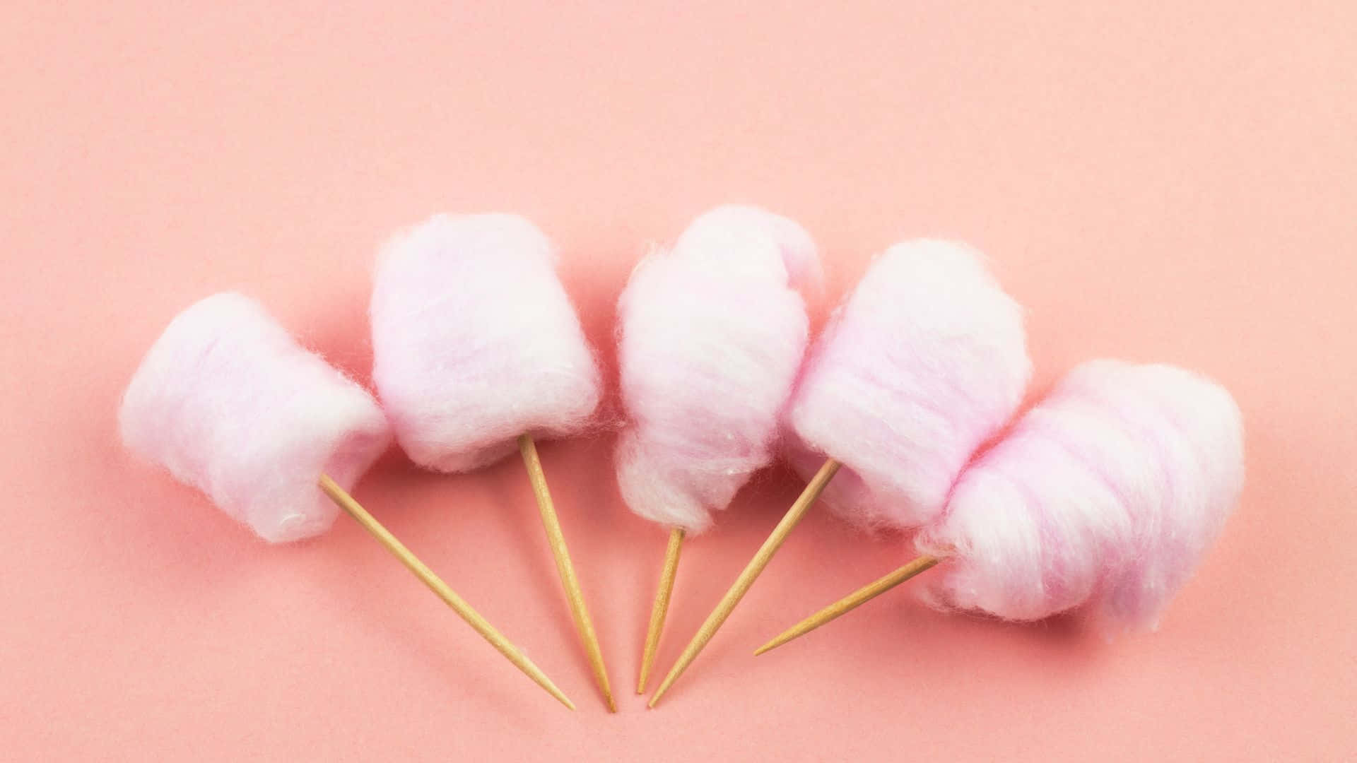 cotton candy, pink, wooden sticks, Full HD Desktop Wallpaper