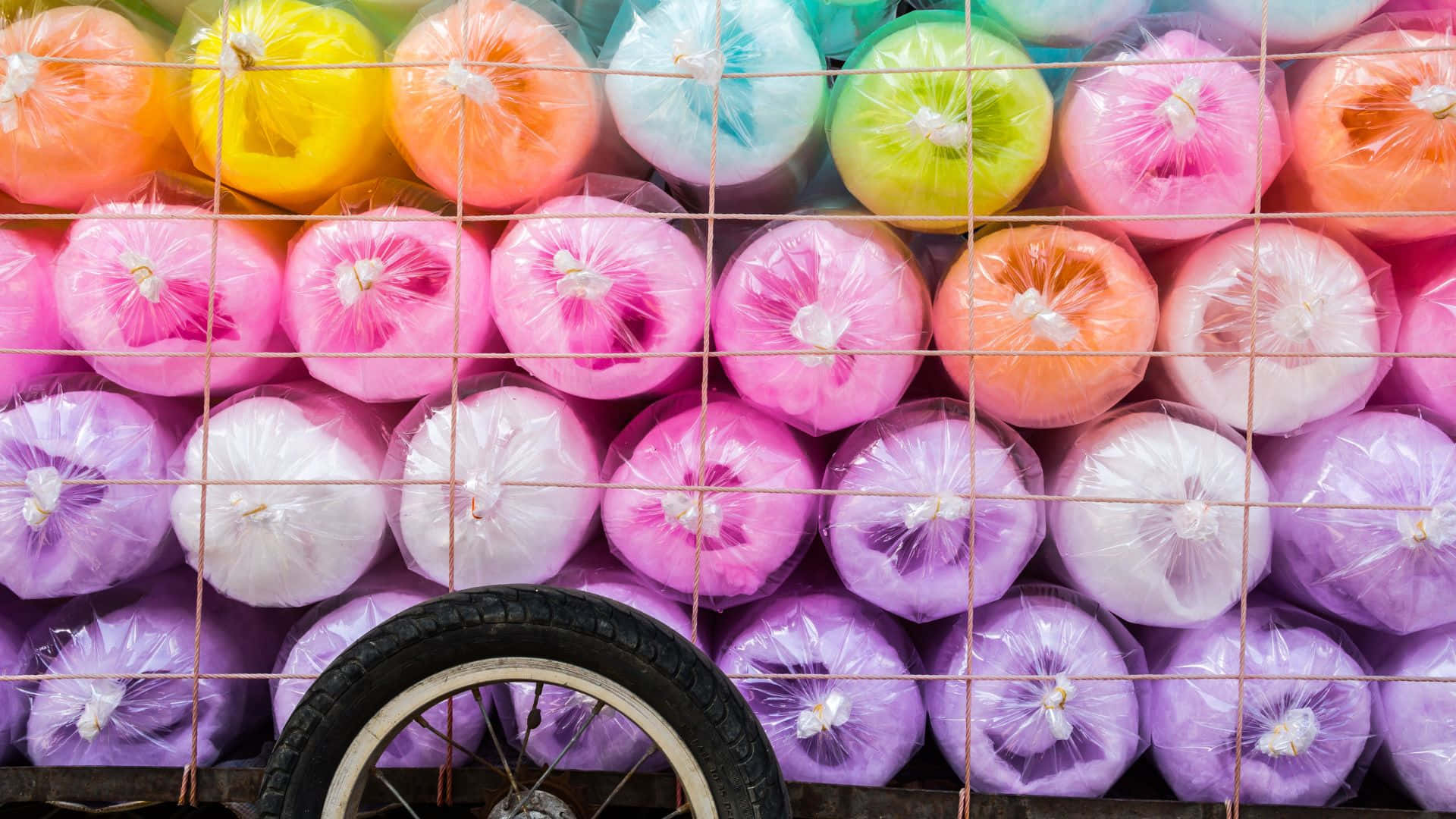 cotton candy, rainbow hues, plastic, Full HD Desktop Wallpaper