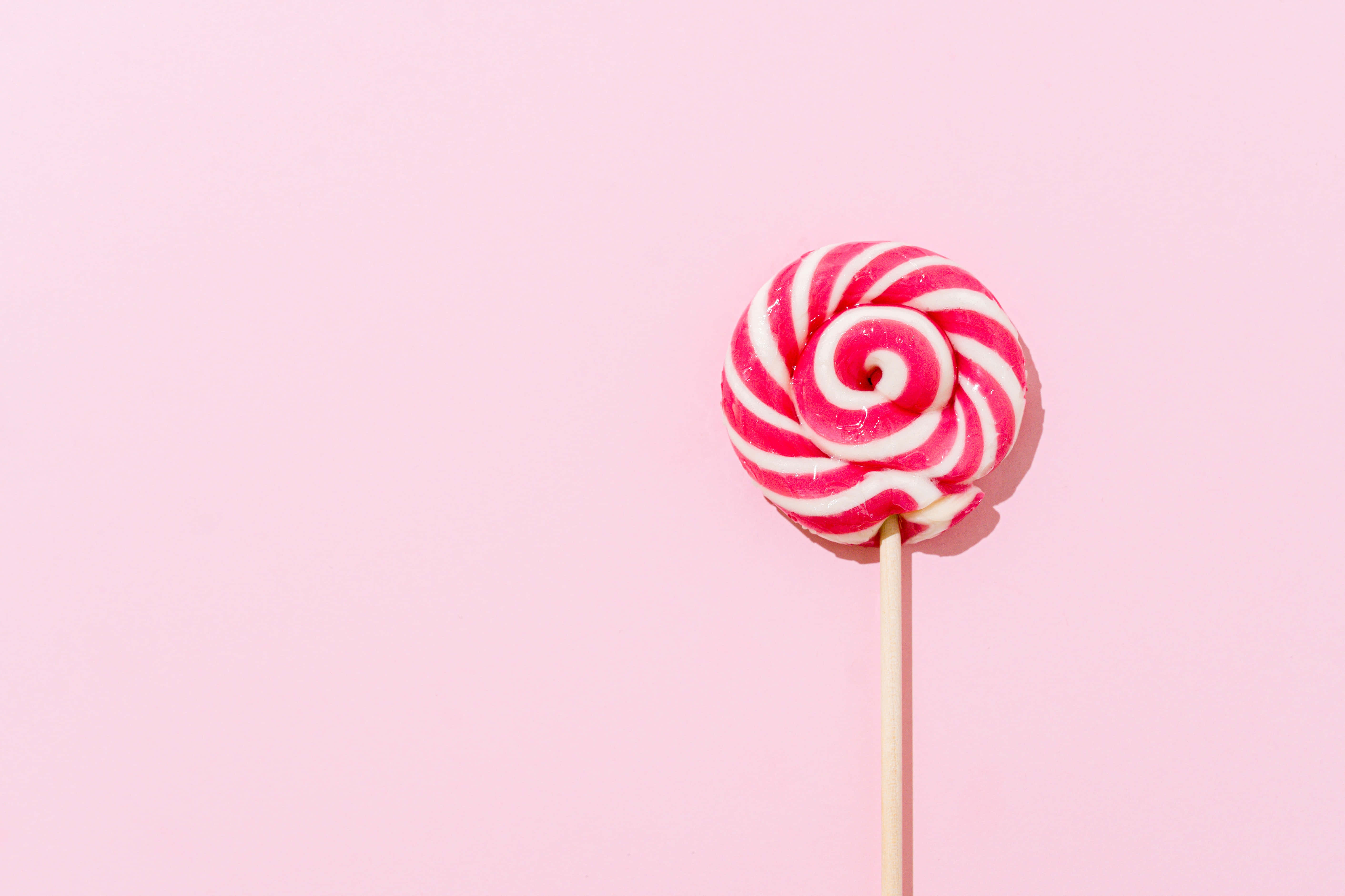 pink candy, lollipop, pink background, 5K Desktop Wallpaper