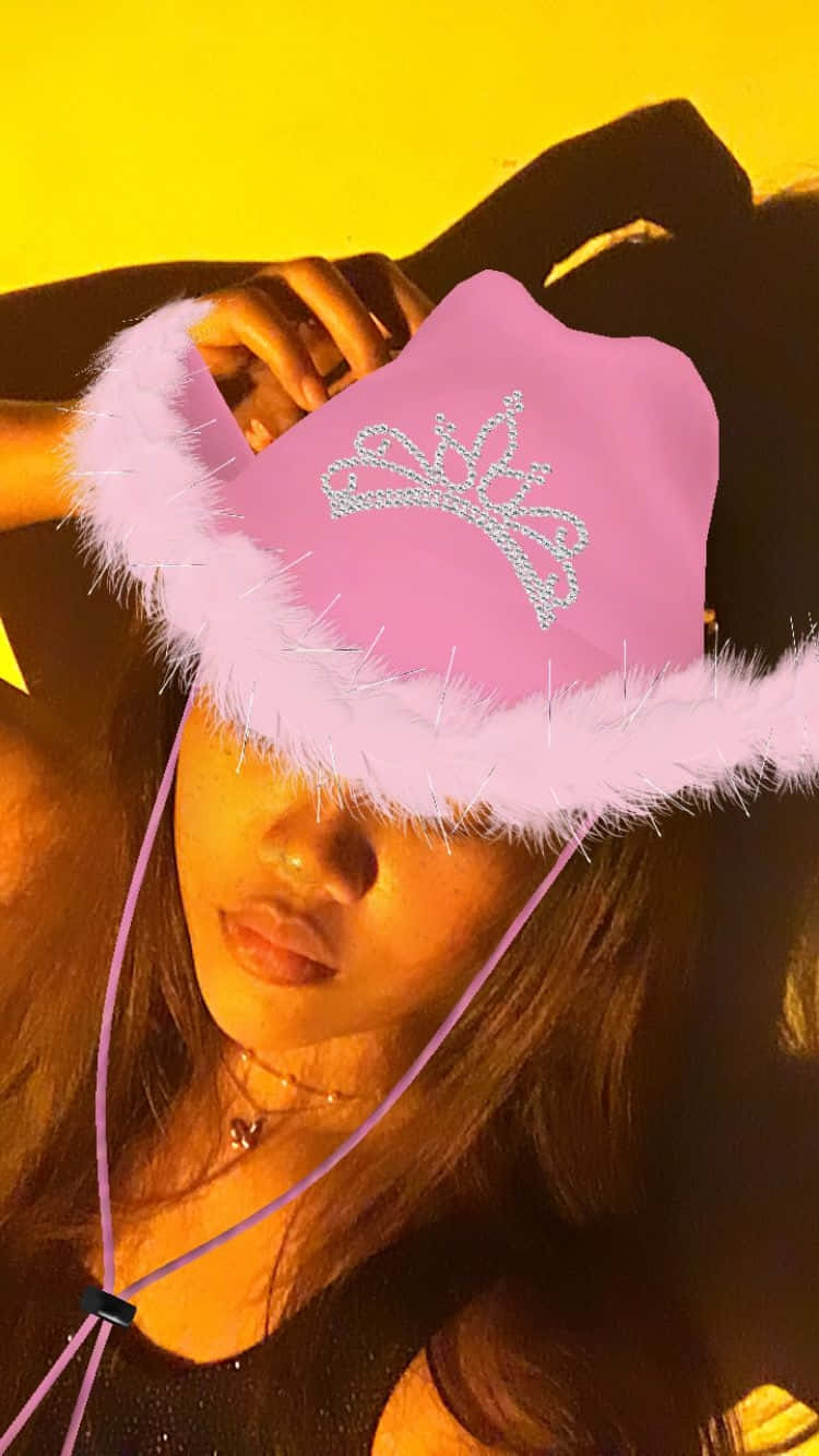 pink cowgirl hat, feather trim, pink fuzzy crown hat, HD Phone Wallpaper