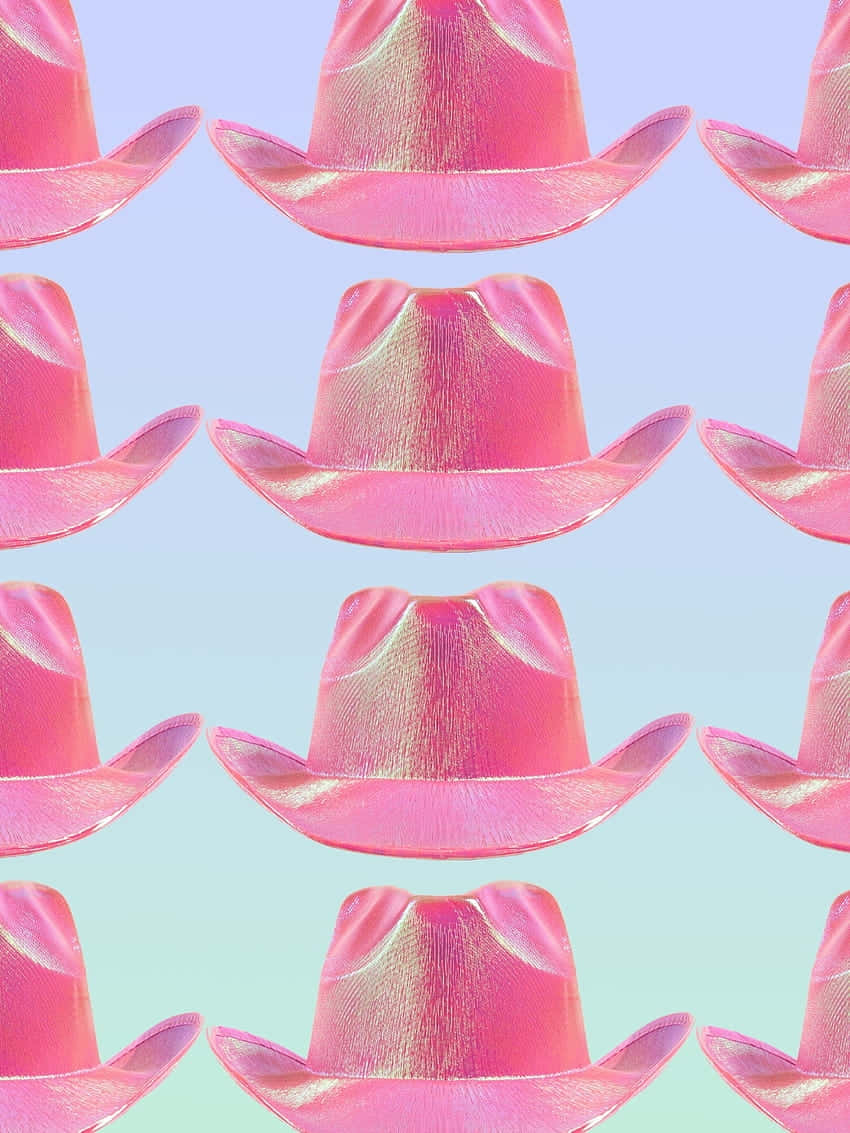 Pink Cowgirl Hats Pattern Aesthetic, vibrant pink, cowboy hats, SD Phone Wallpaper