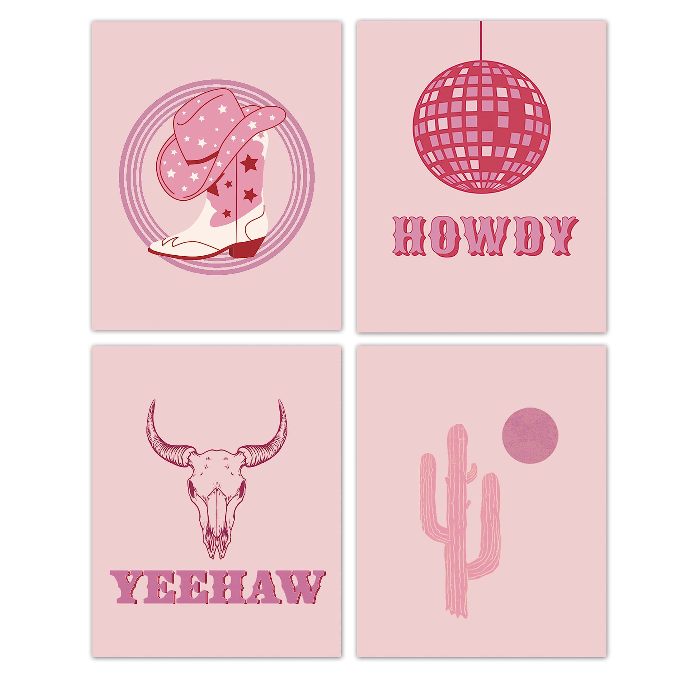 Pink Cowgirl Aesthetic, cowboy boots, disco ball, 2K Desktop Wallpaper