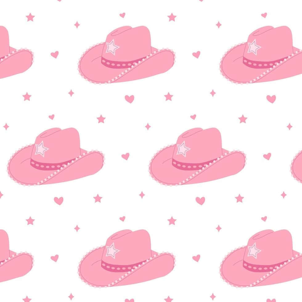 Pink Cowgirl Hat Pattern, pink cowboy hats, star bands, SD Desktop Wallpaper