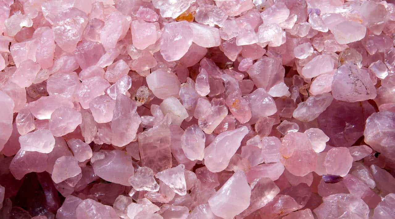 Rose Quartz, crystal cluster, sparkling pink, HD Desktop Wallpaper