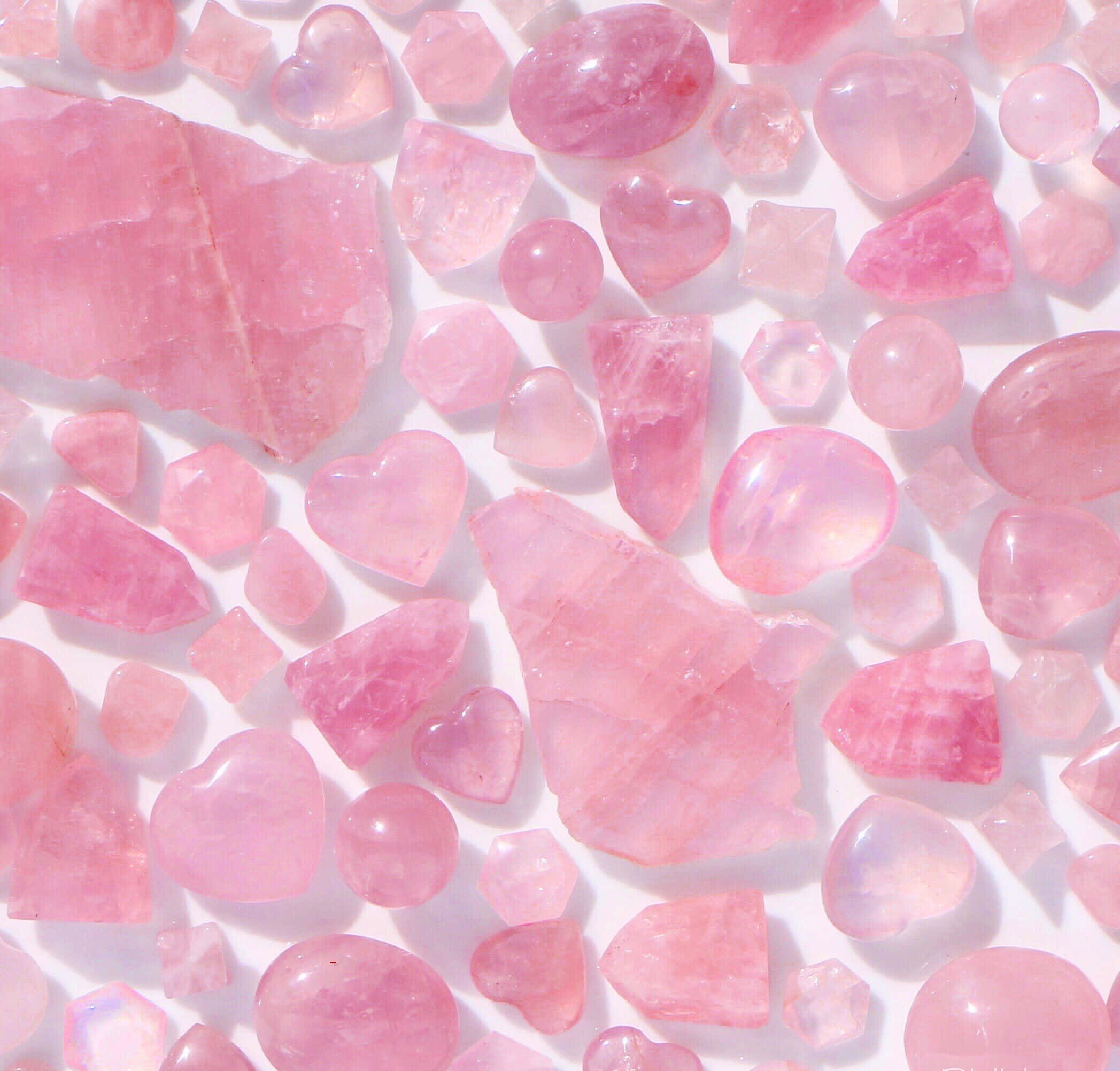 Pink Crystal Quartz, rose quartz, heart-shaped stones, Full HD Desktop Wallpaper