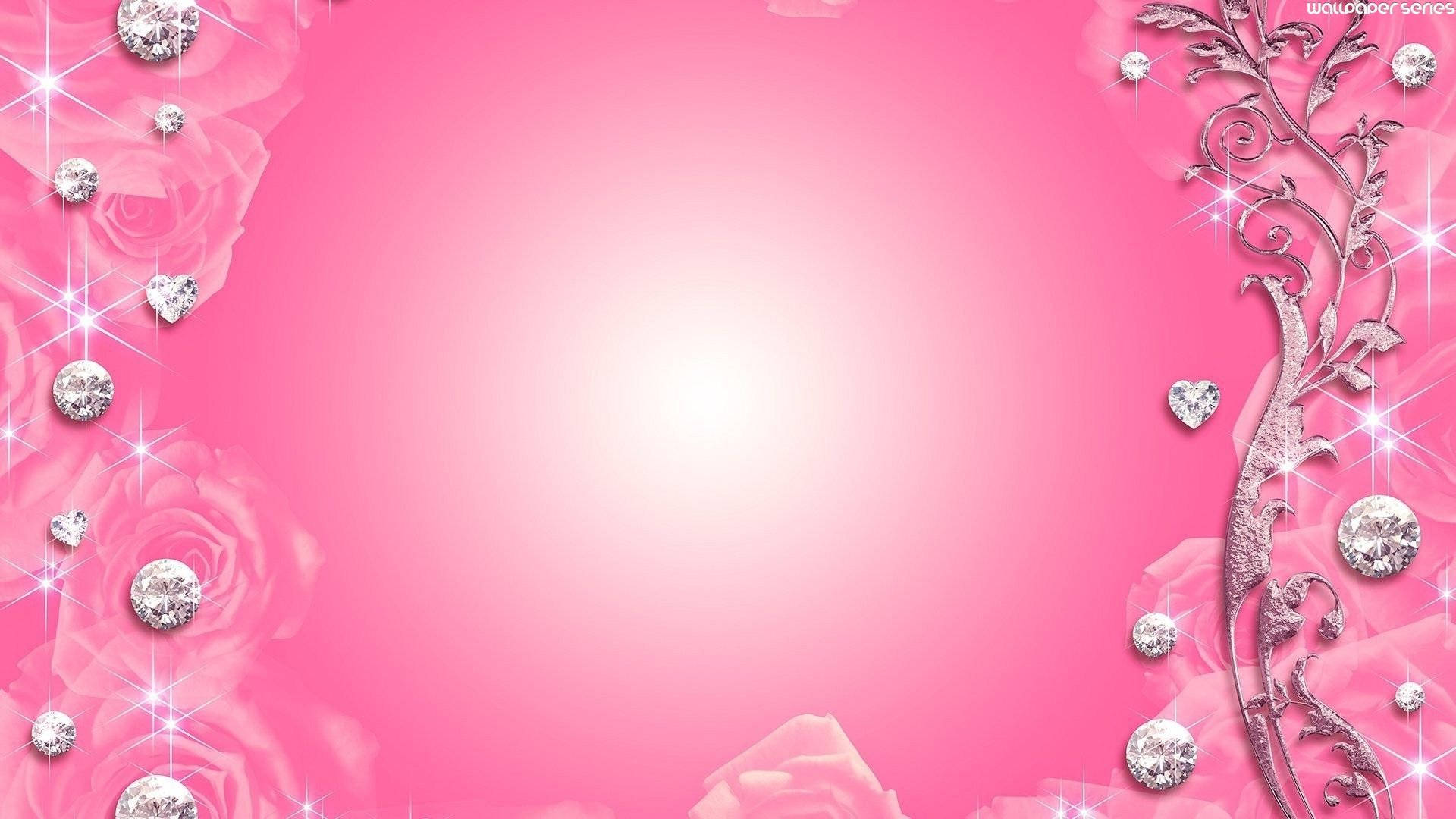 Light Pink Diamonds, roses, glittering diamonds, Full HD Desktop Wallpaper