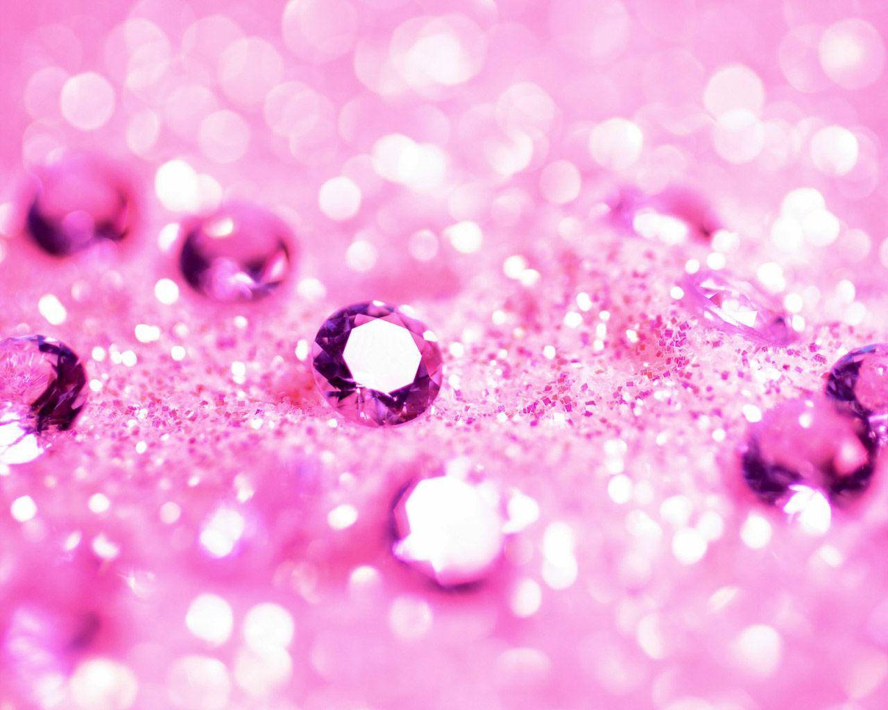 pink glitter, pink diamonds, faceted gemstones, HD Desktop Wallpaper