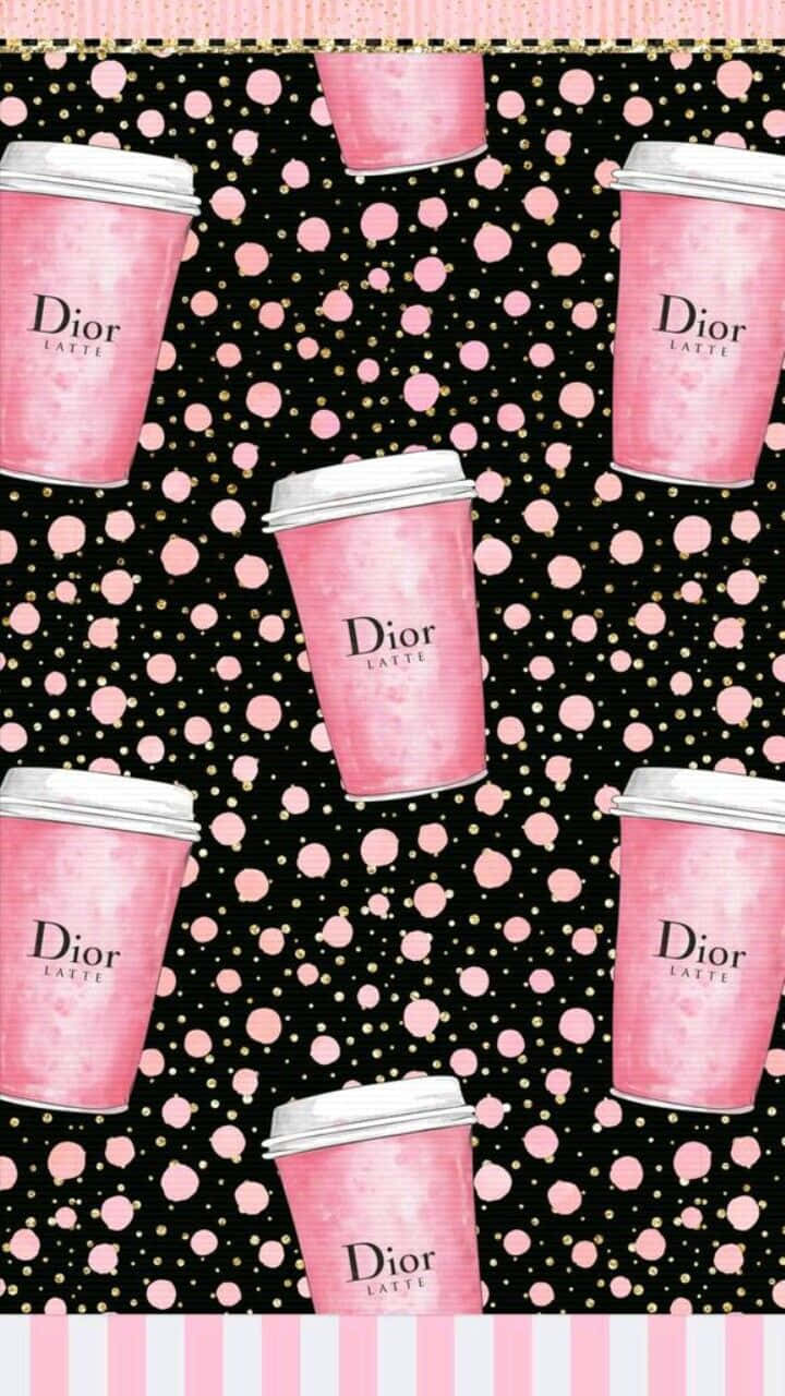 Pink Dior, Latte cups, black background, HD Phone Wallpaper