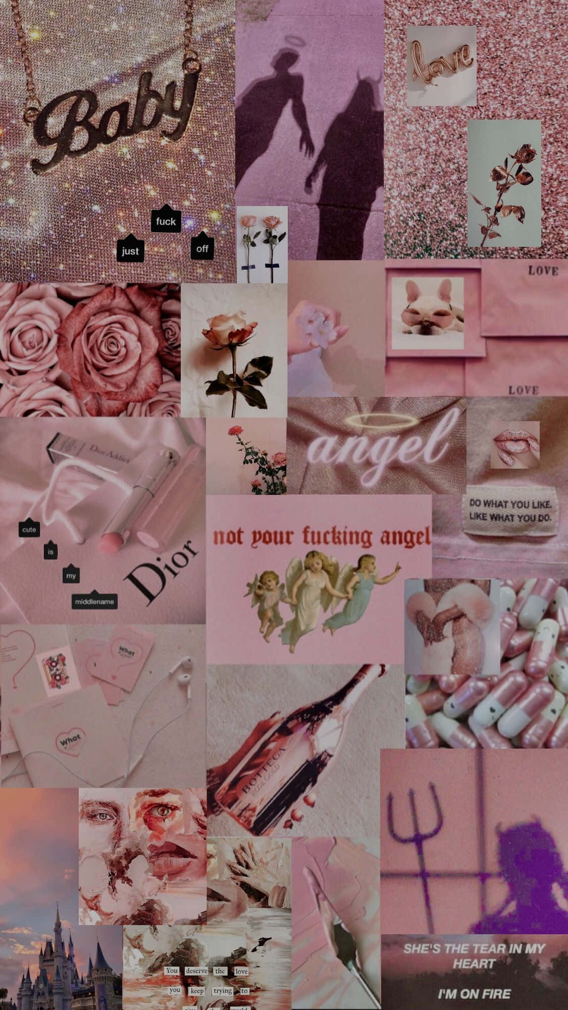 Pink Dior, roses, angels, Full HD Phone Wallpaper