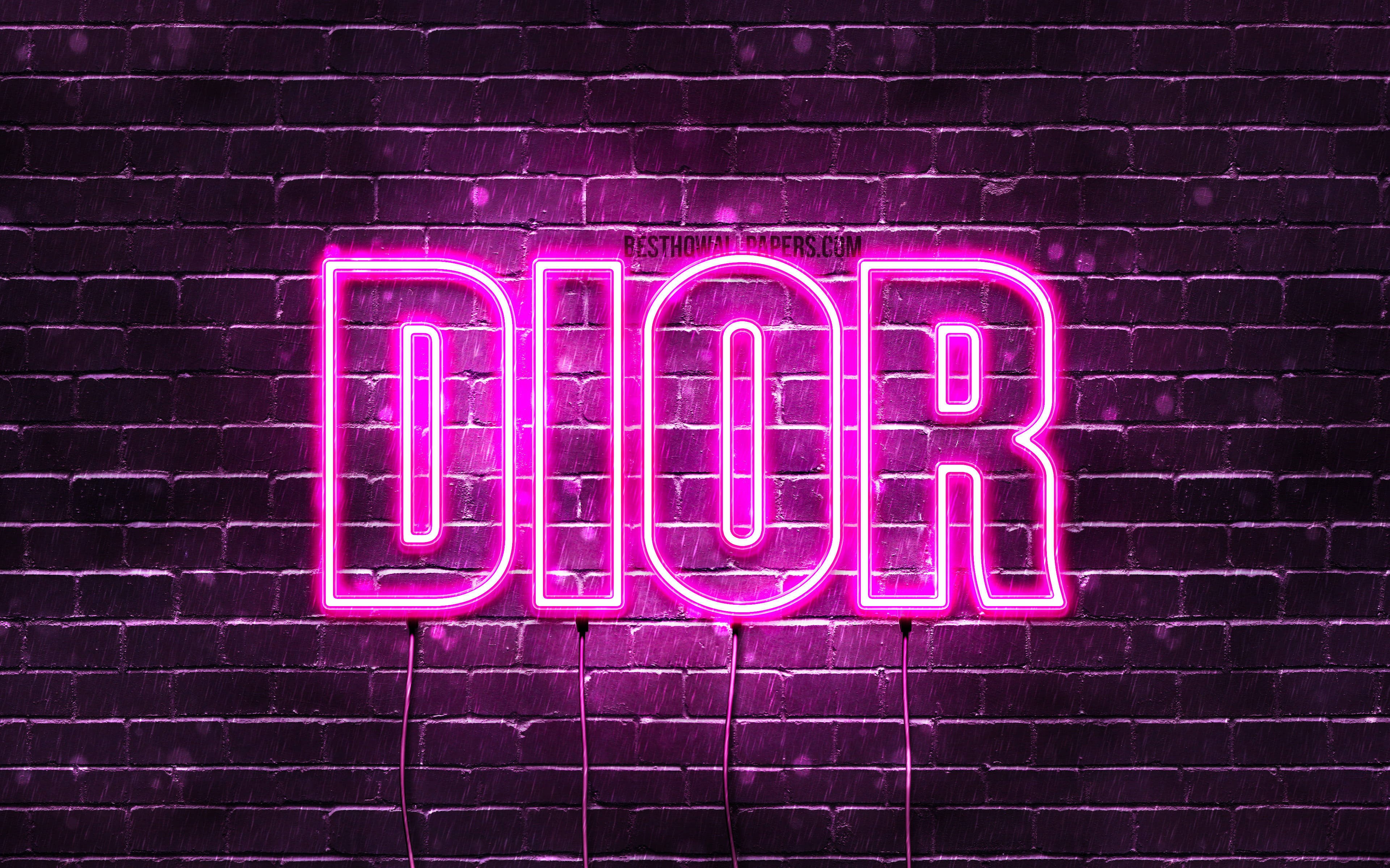 Dior, neon lights, vibrant pink, 4K Desktop Wallpaper