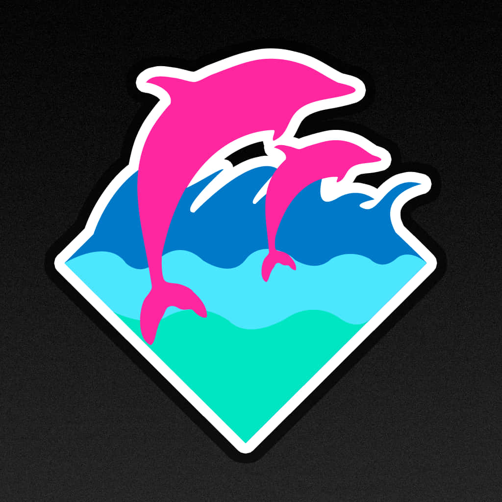 pink dolphin, diamond-shaped sticker, bright pink, SD Desktop Wallpaper