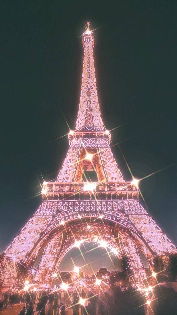 Pink Eiffel Tower, glittery pink, Eiffel Tower, SD Phone Wallpaper