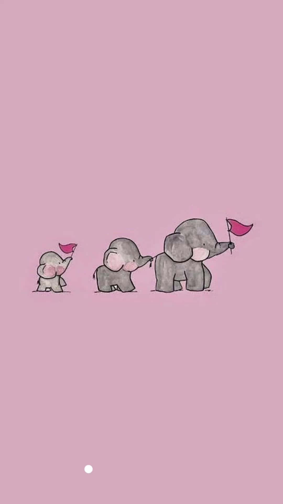 Pink Elephant, cartoon elephants, pink flags, Full HD Phone Wallpaper
