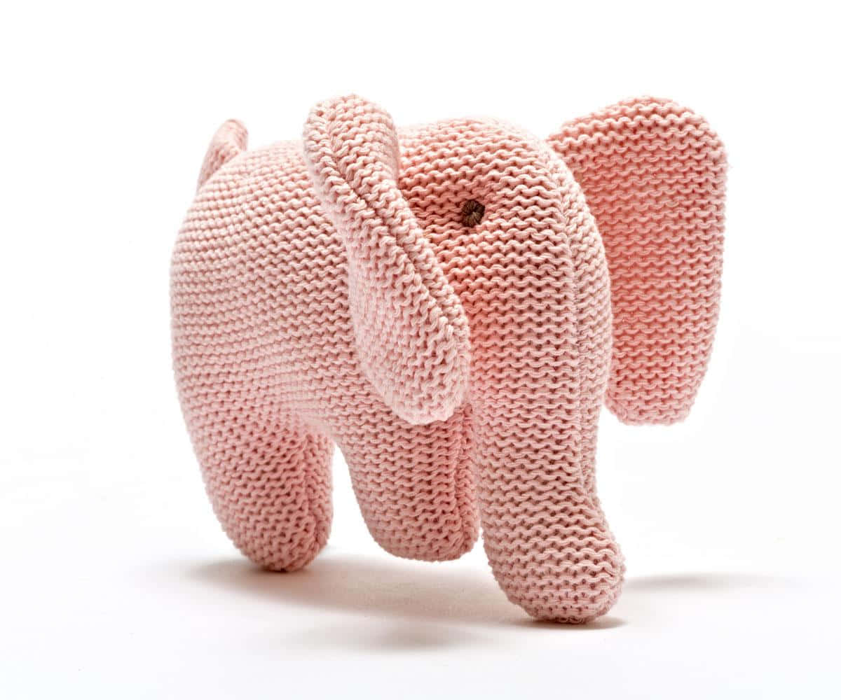 pink elephant, knitted elephant toy, white background, SD Desktop Wallpaper