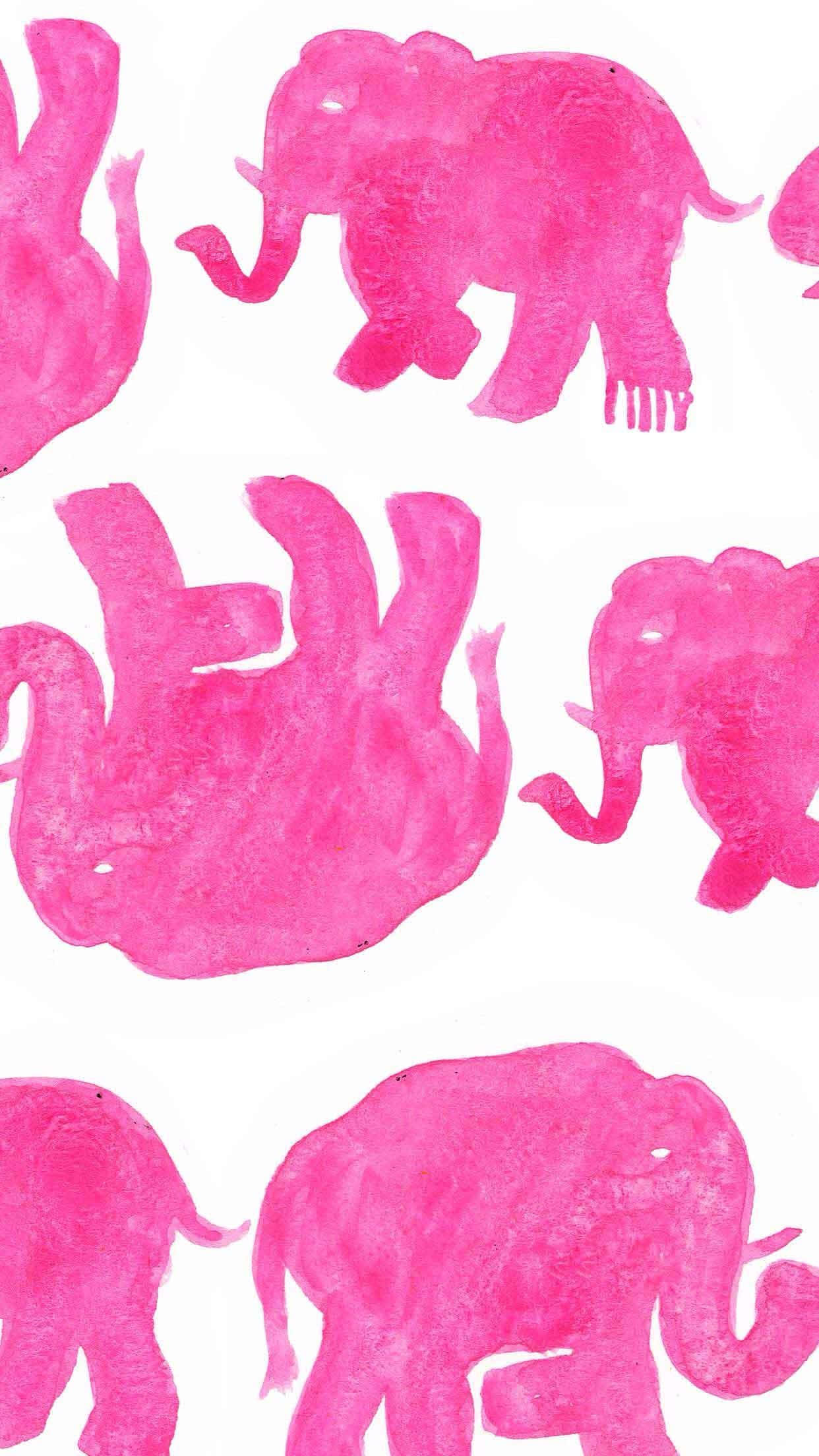 Pink Elephant, vibrant pink, watercolor, Full HD Phone Wallpaper