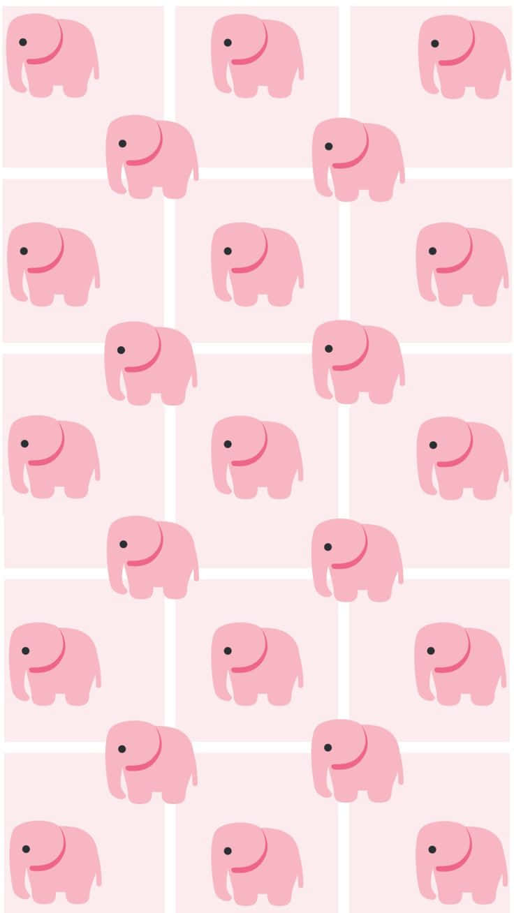 Pink Elephant, cartoon elephants, grid pattern, HD Phone Wallpaper