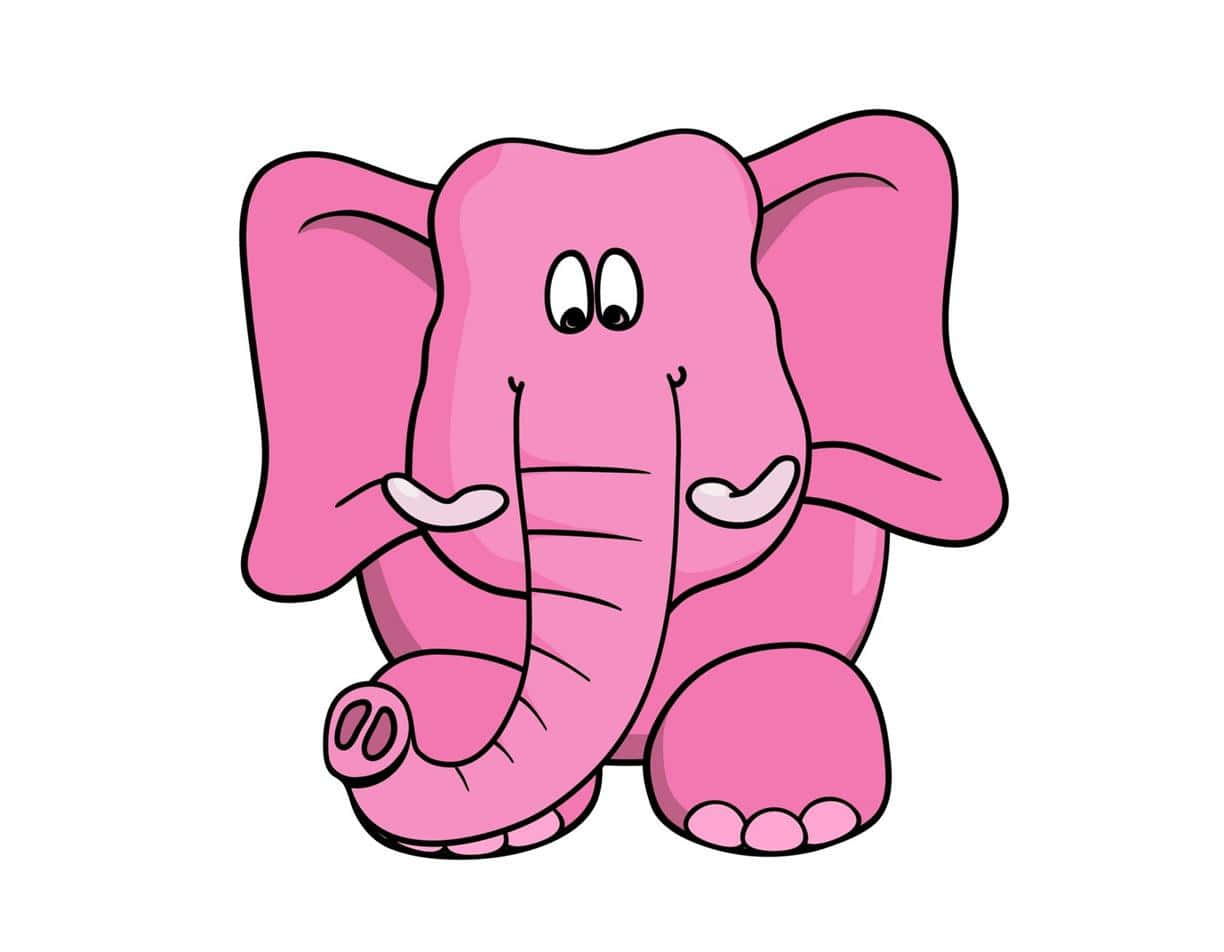 Pink Elephant, cartoon, magical forest, SD Desktop Wallpaper