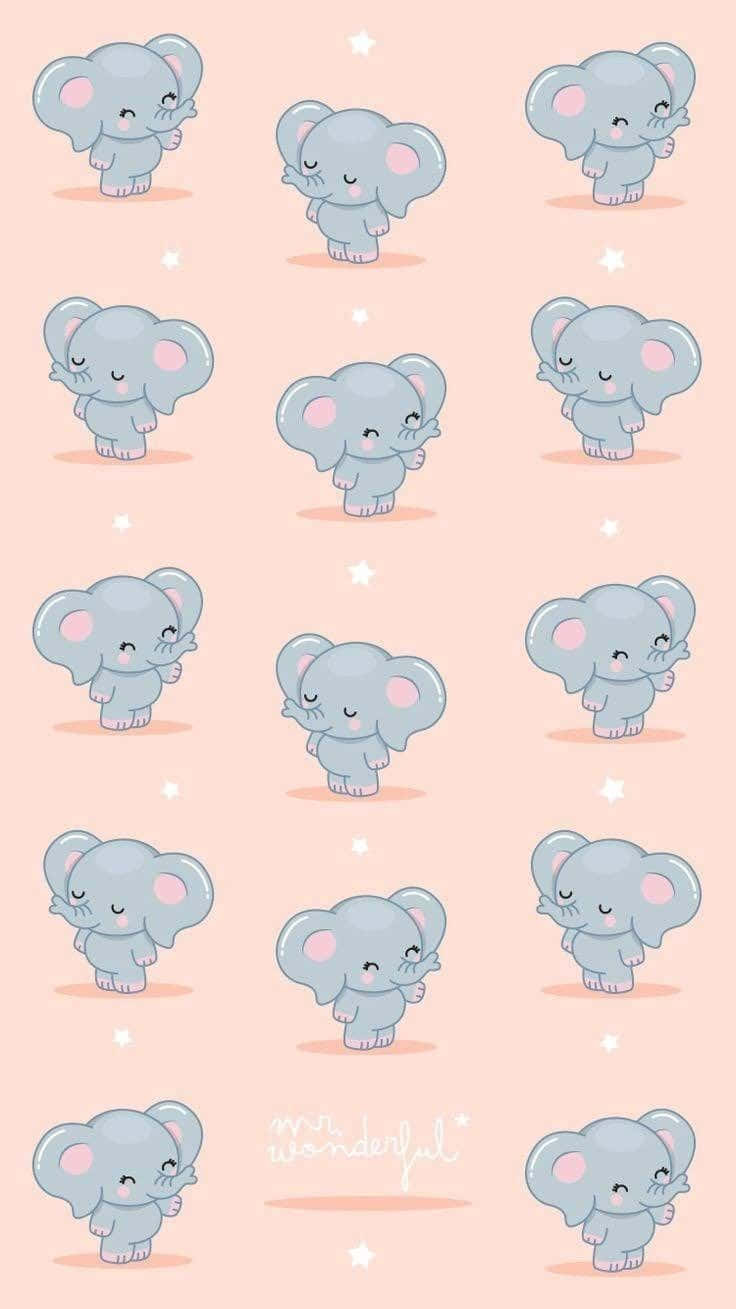 pink elephant, jungle wonderland, gray cartoon elephants, HD Phone Wallpaper