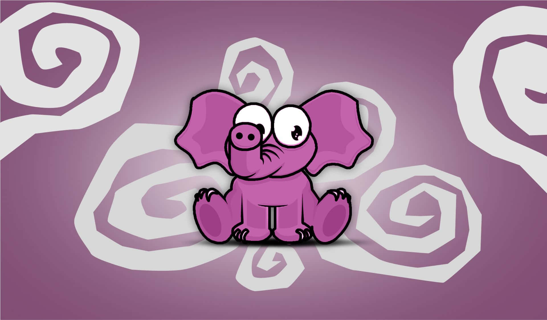 Pink Elephant, cartoon purple elephant, big eyes, Full HD Desktop Wallpaper