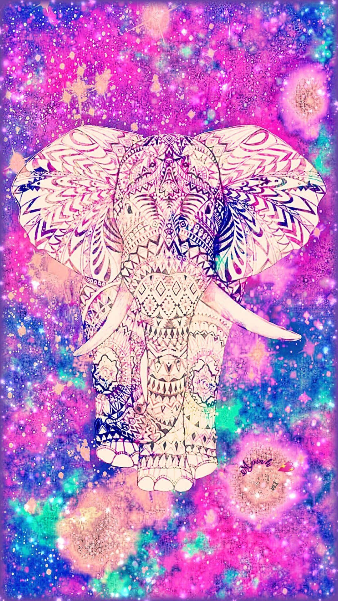 Pink Elephant, elephant head, cosmic nebula, Full HD Phone Wallpaper