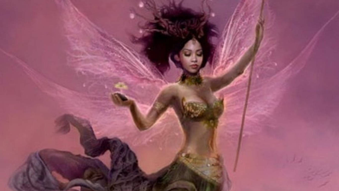 Earth Pink Fairy, translucent pink wings, glowing orb, HD Desktop Wallpaper