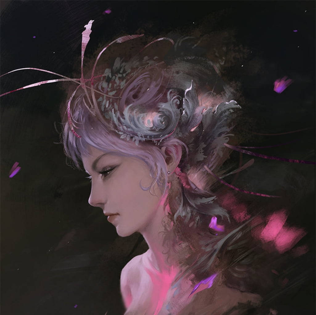 Pink Fairy, lavender hair, glowing pink accents, SD Desktop Wallpaper