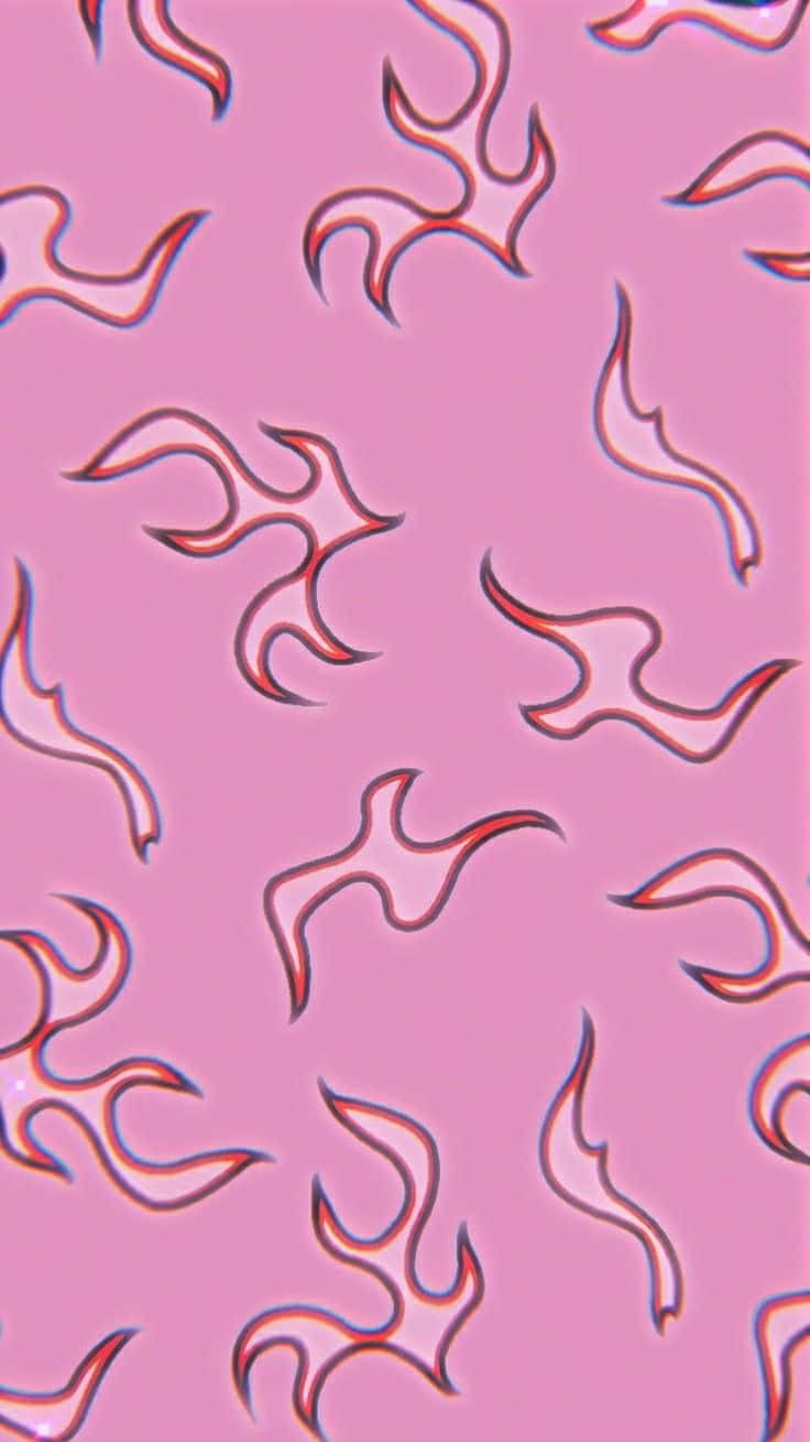 Pink Flames, flame outlines, red, HD Phone Wallpaper