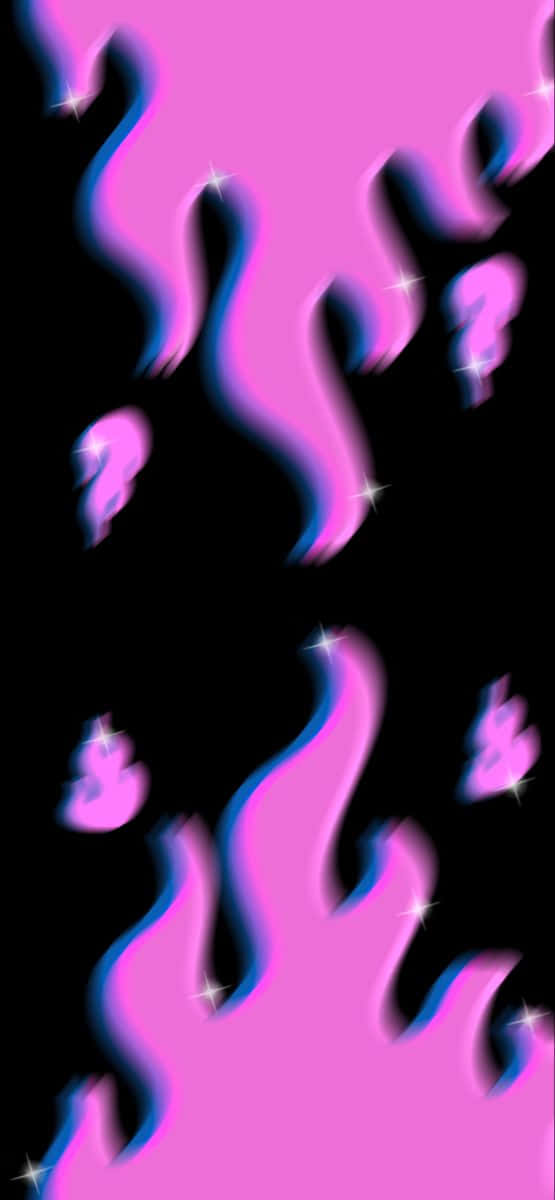 Pink Flames, vibrant pink, blue glitchy flame shapes, SD Phone Wallpaper