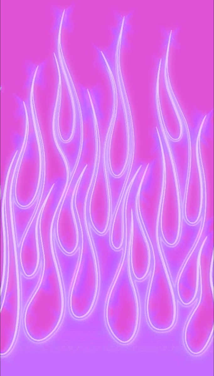 Neon Pink Flames, glowing white outlines, gradient background, SD Phone Wallpaper