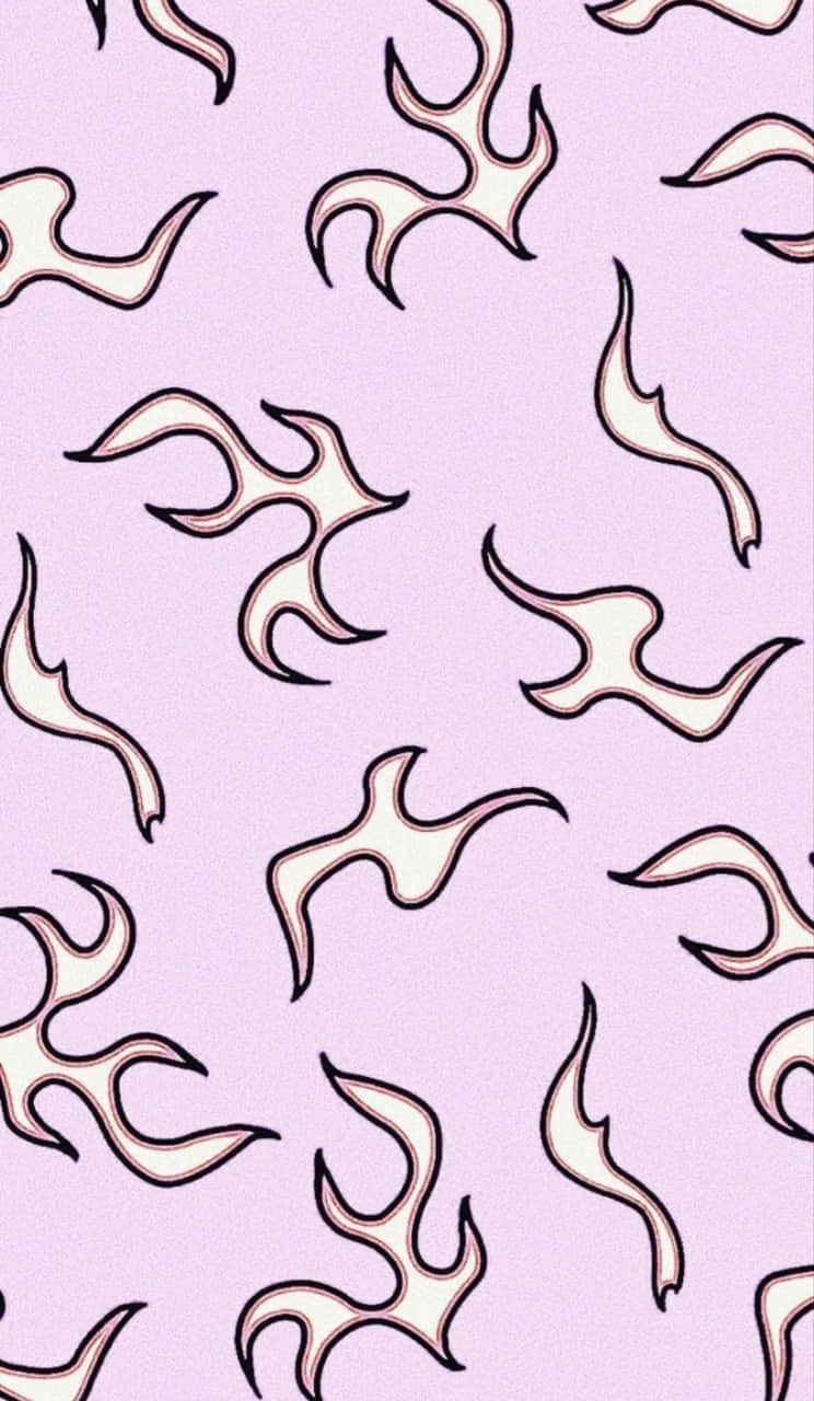 Pink Flames, white flame shapes, black outlines, HD Phone Wallpaper