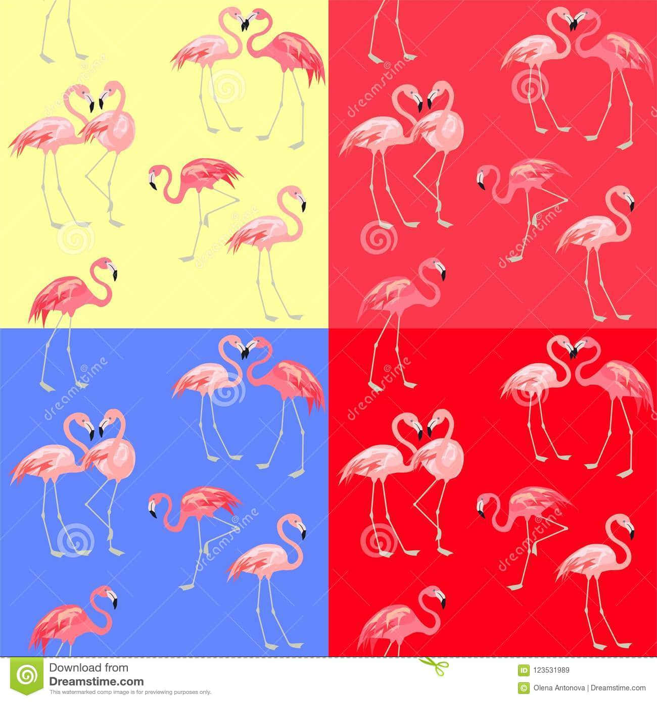 flamingos, pink, yellow, HD Phone Wallpaper