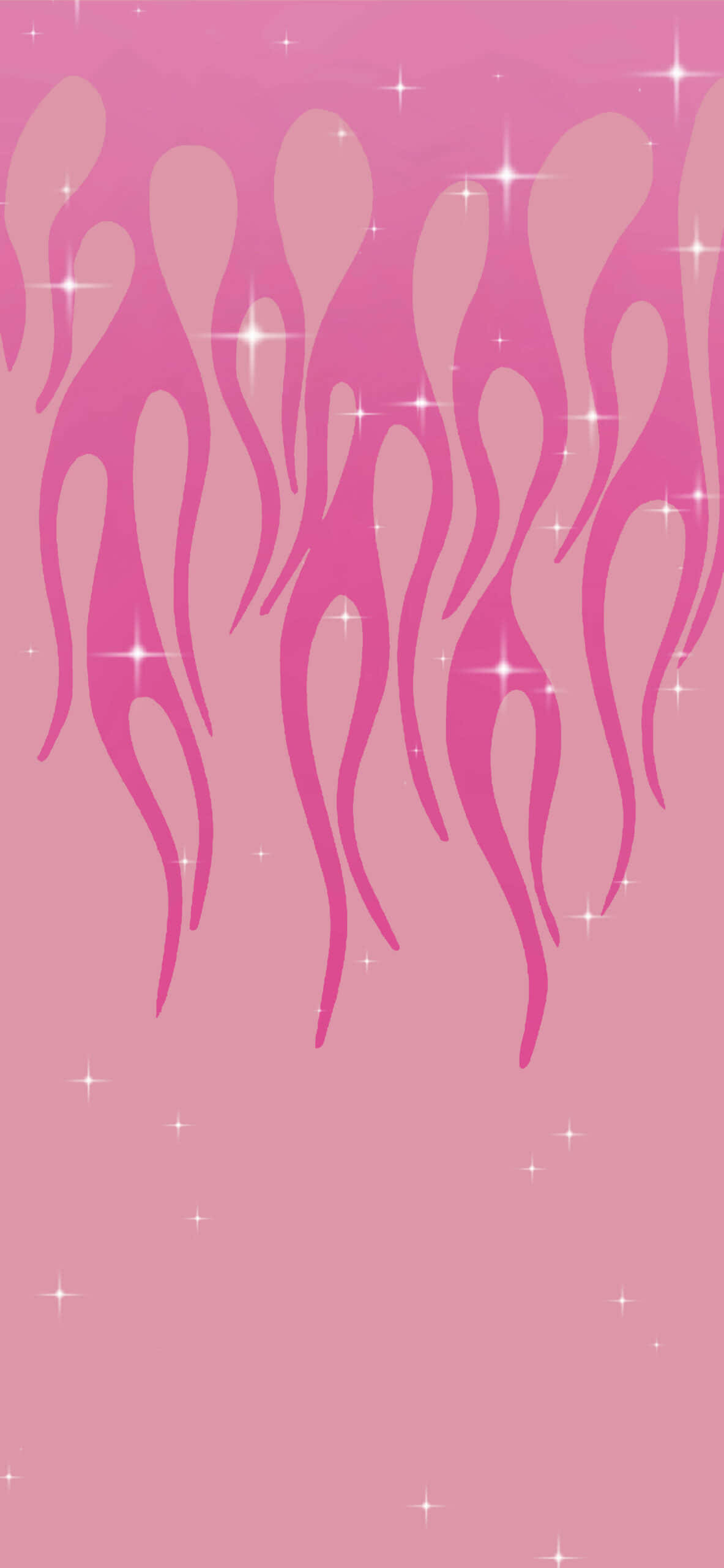Pink Flames, dripping flame shapes, sparkling stars, 2K Phone Wallpaper