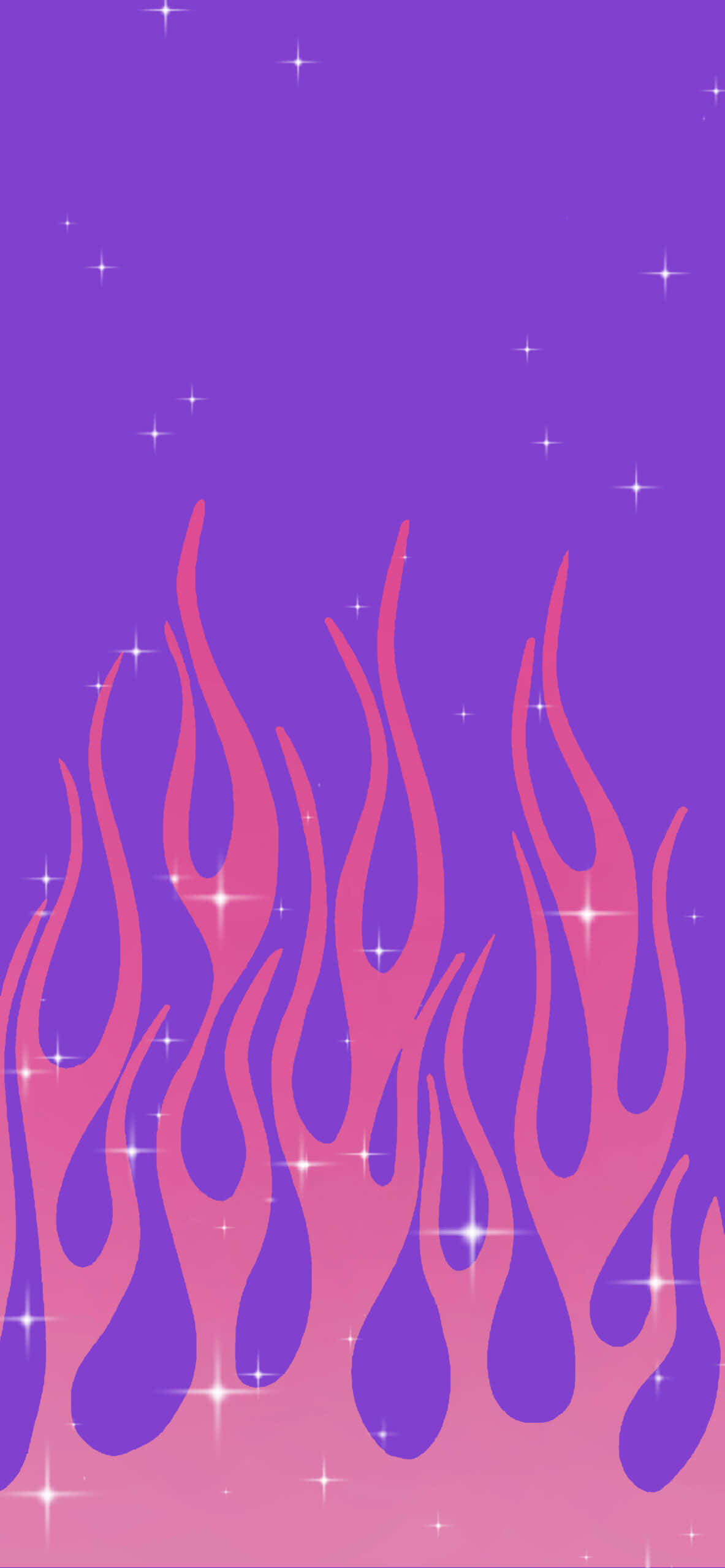 Pink Purple Aesthetic Flames, vibrant pink and purple flames, starry gradient sky, 2K Phone Wallpaper