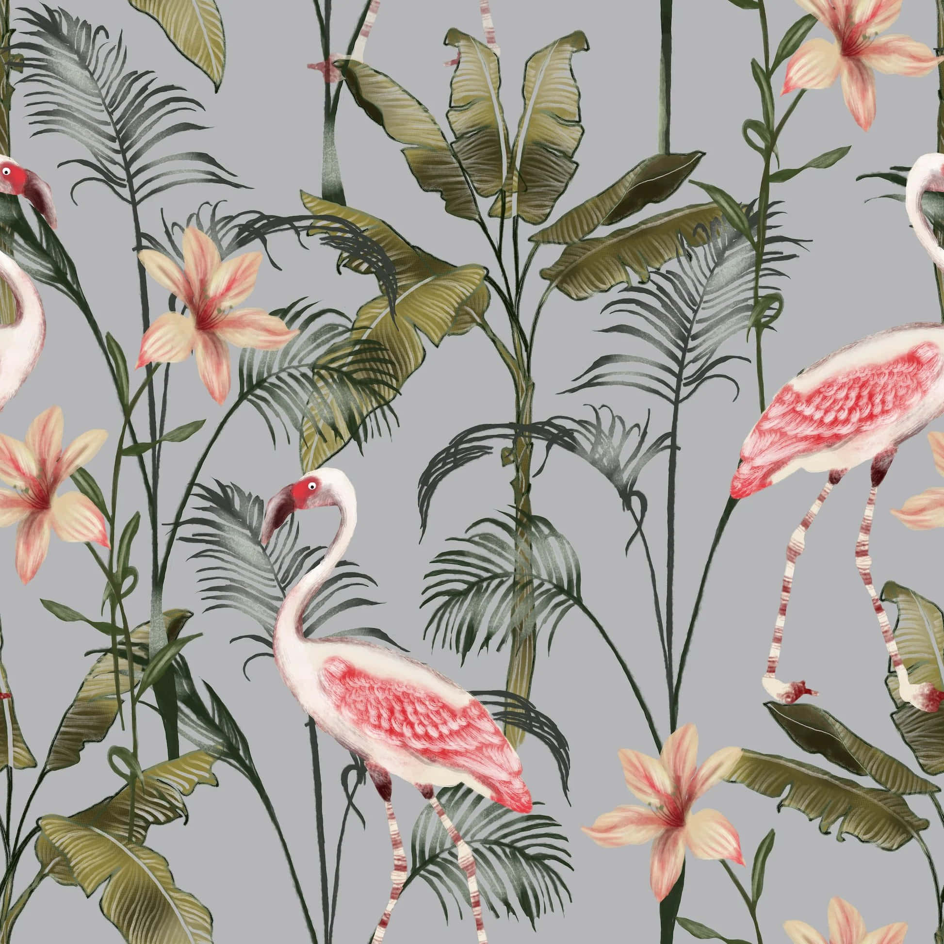 Pink Flamingos, 1946 x 1946, tropical flowers, Full HD Desktop Wallpaper