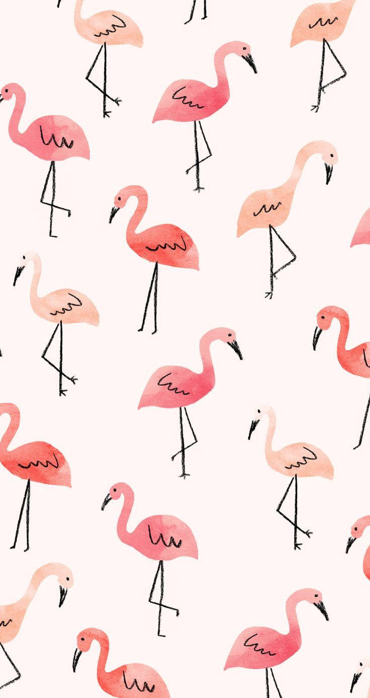 cute pink flamingoes, watercolor style, soft beige background, HD Phone Wallpaper
