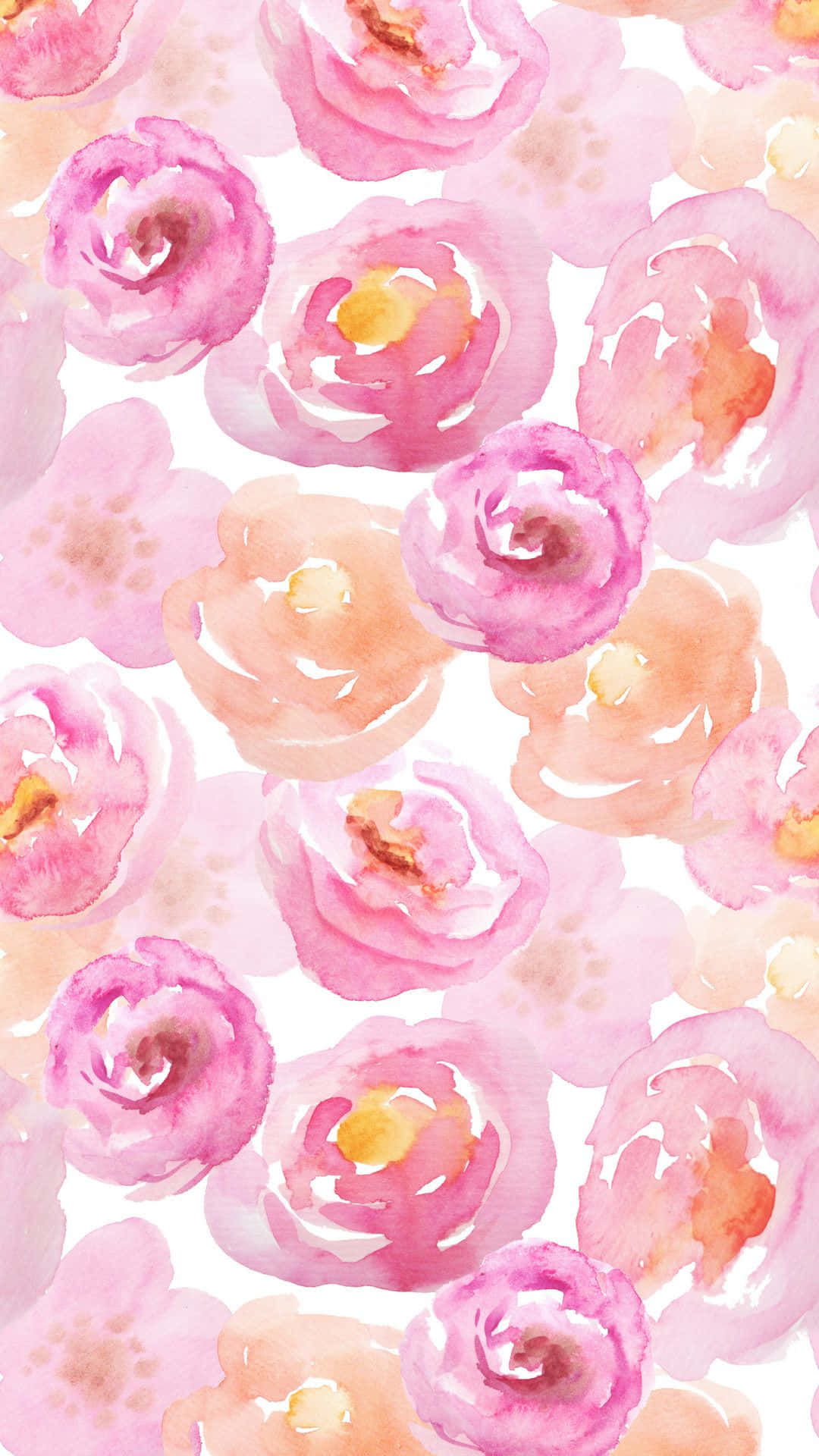 pink floral, soft watercolor roses, pink and peach, Full HD Phone Wallpaper