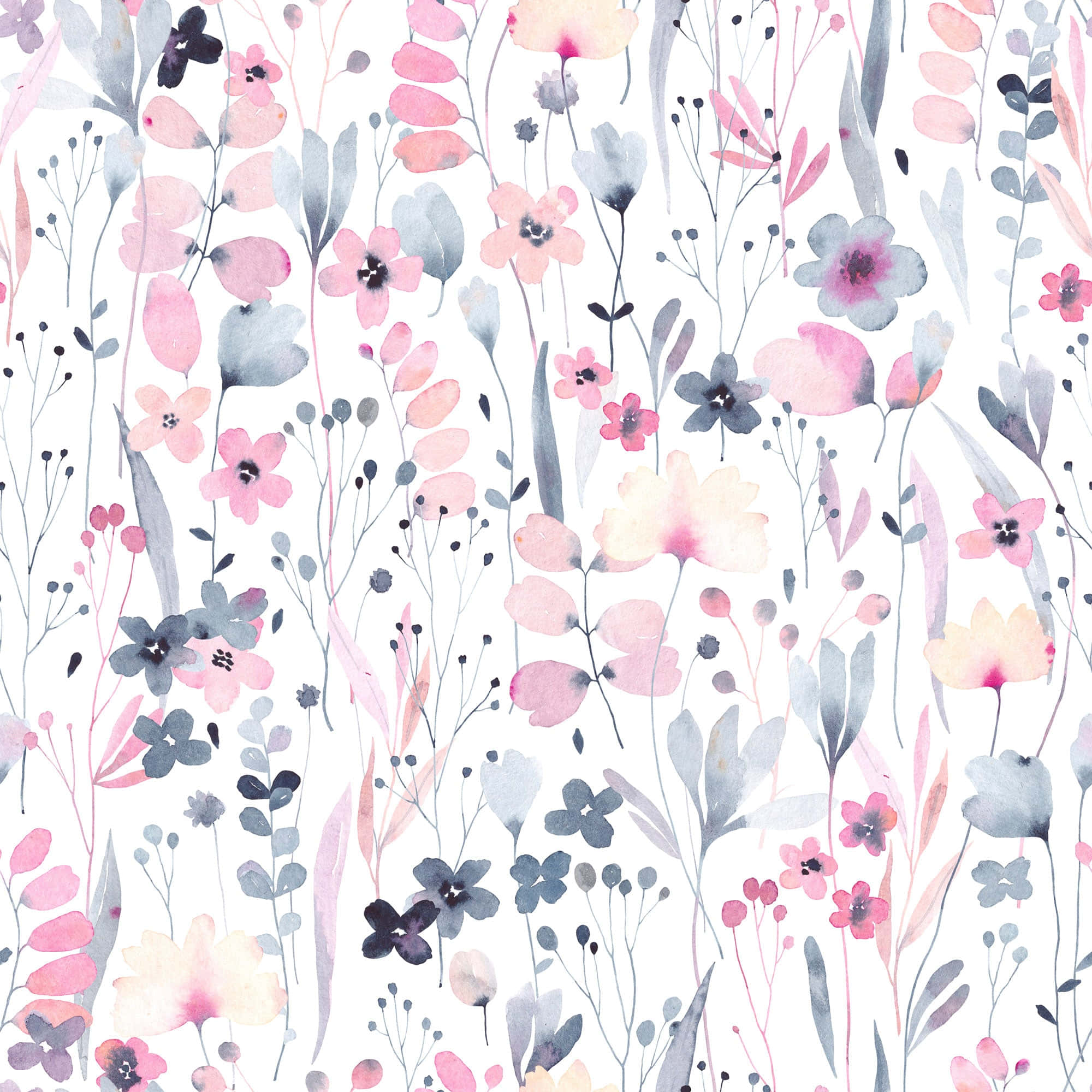 pink floral, watercolor floral pattern, soft pink blossoms, Full HD Desktop Wallpaper