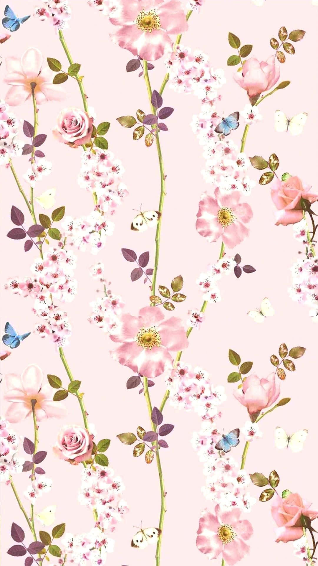 pink floral, delicate pink roses, cherry blossoms, Full HD Phone Wallpaper
