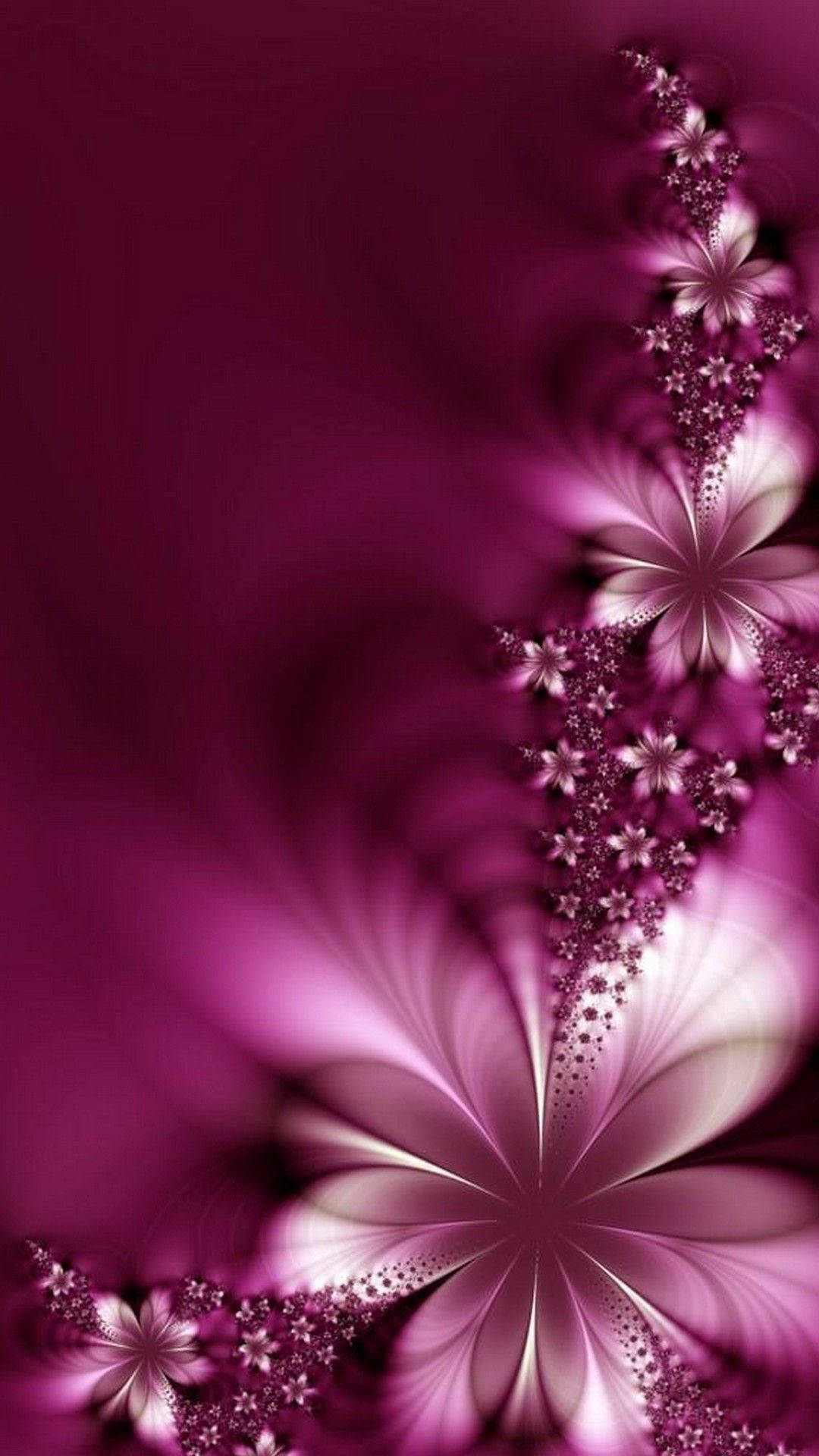 pink fractal flowers, deep magenta, soft white, Full HD Phone Wallpaper