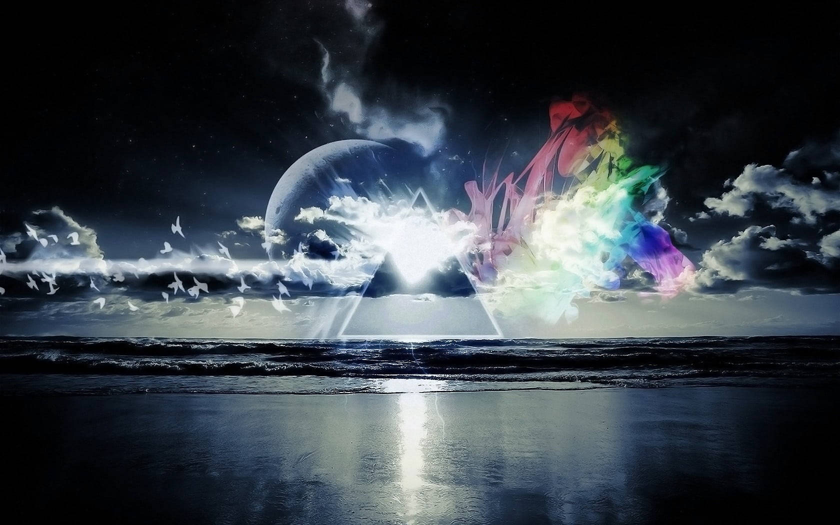 Pink Floyd 4K, The Dark Side of the Moon, cosmic storm, HD Desktop Wallpaper