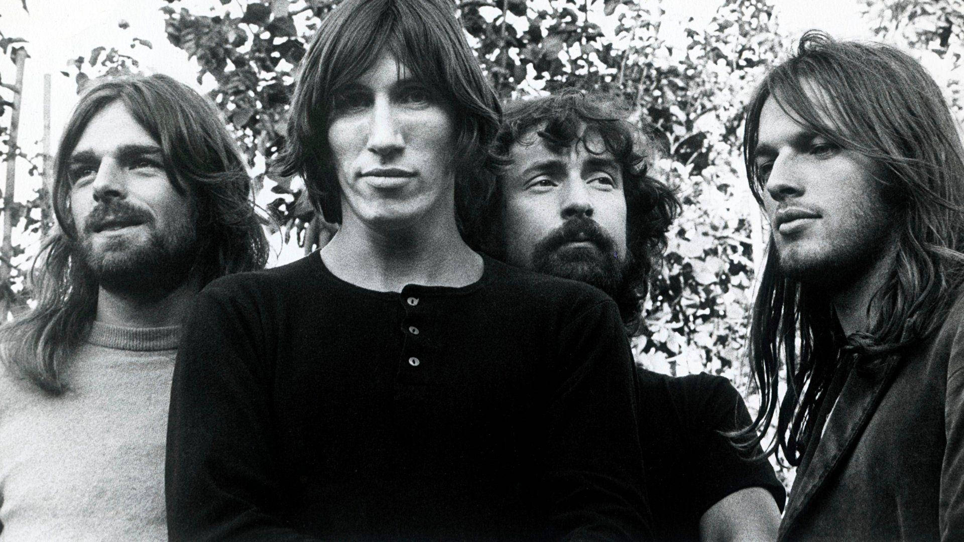 Pink Floyd 4K, black-and-white portrait, long-haired men, Full HD Desktop Wallpaper