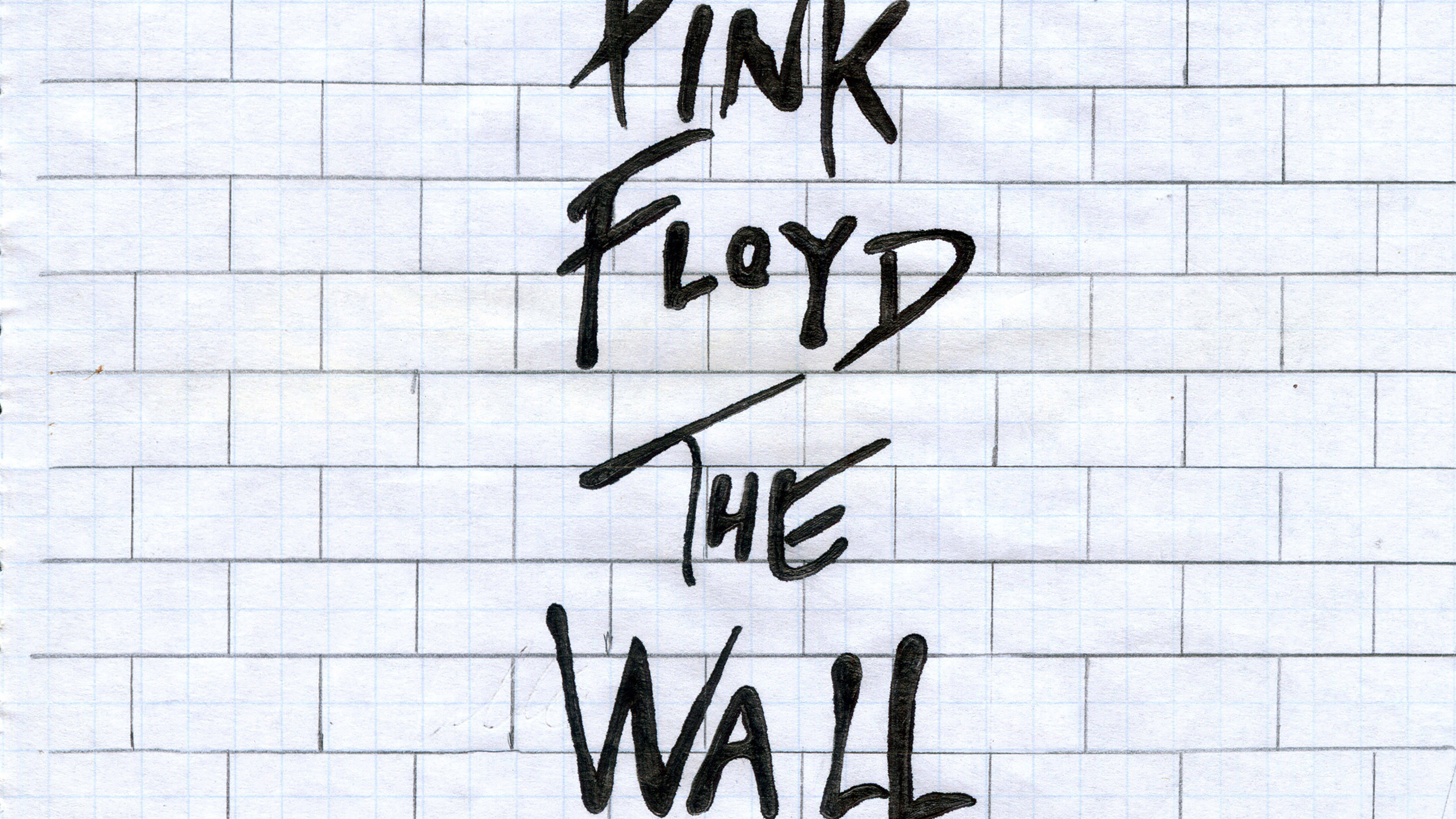 Pink Floyd, The Wall, black handwritten text, 4K Desktop Wallpaper
