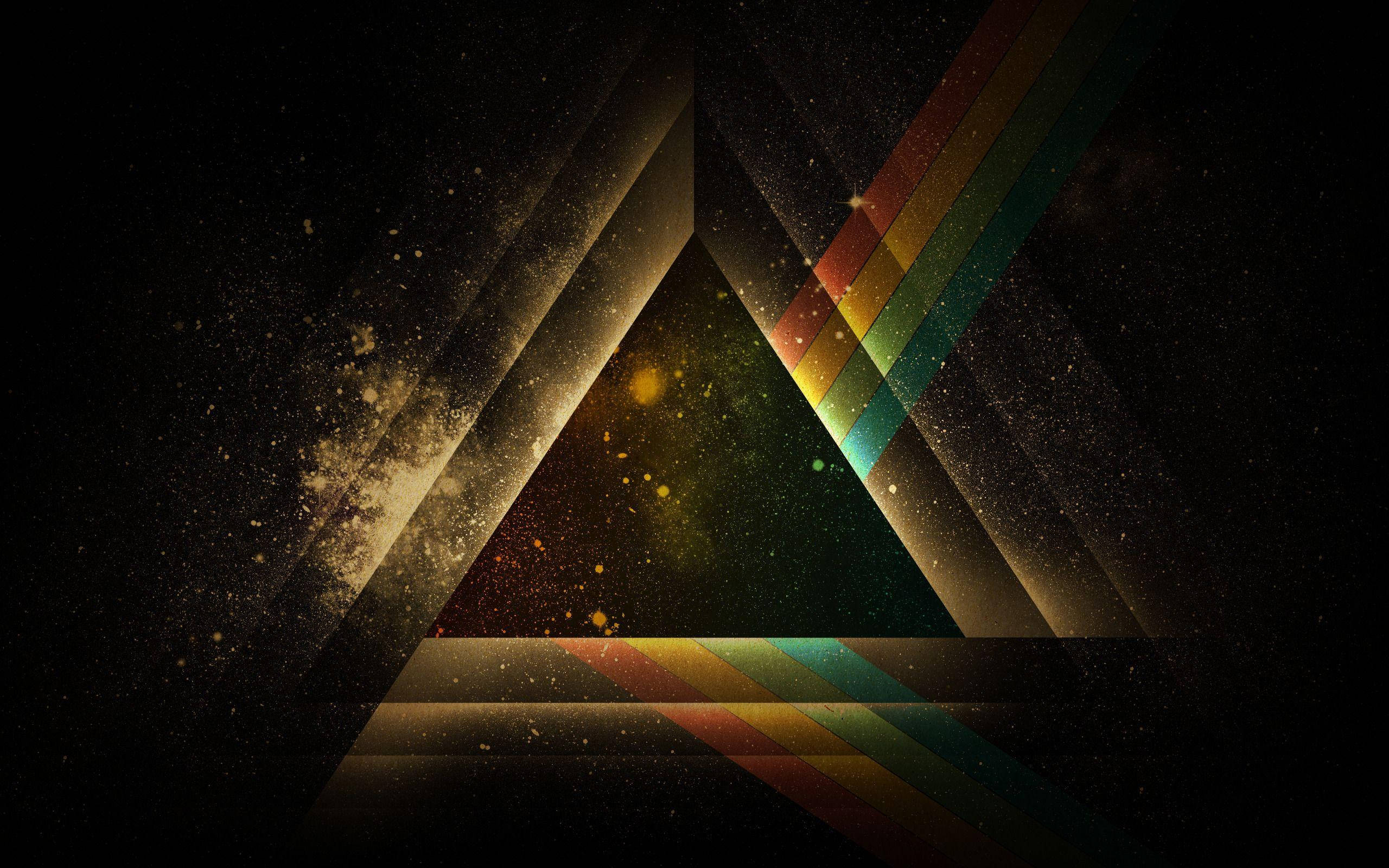 Pink Floyd, black triangles, rainbow stripes, 2K Desktop Wallpaper
