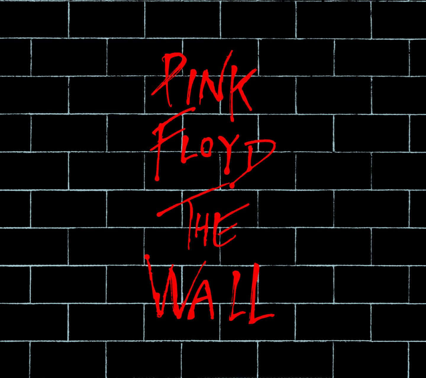 Pink Floyd The Wall, red graffiti-style text, stark black brick wall, HD Desktop Wallpaper