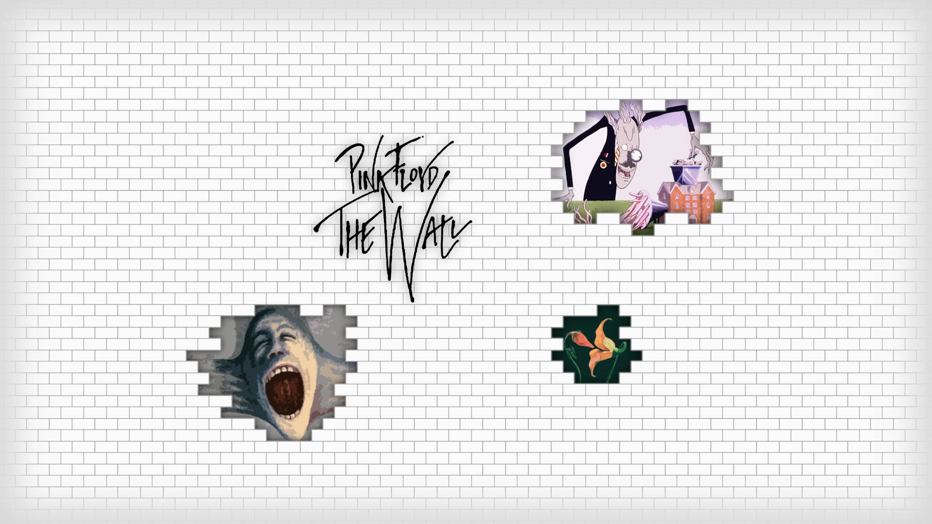 Pink Floyd The Wall, album art elements, white brick wall, Full HD Desktop Wallpaper
