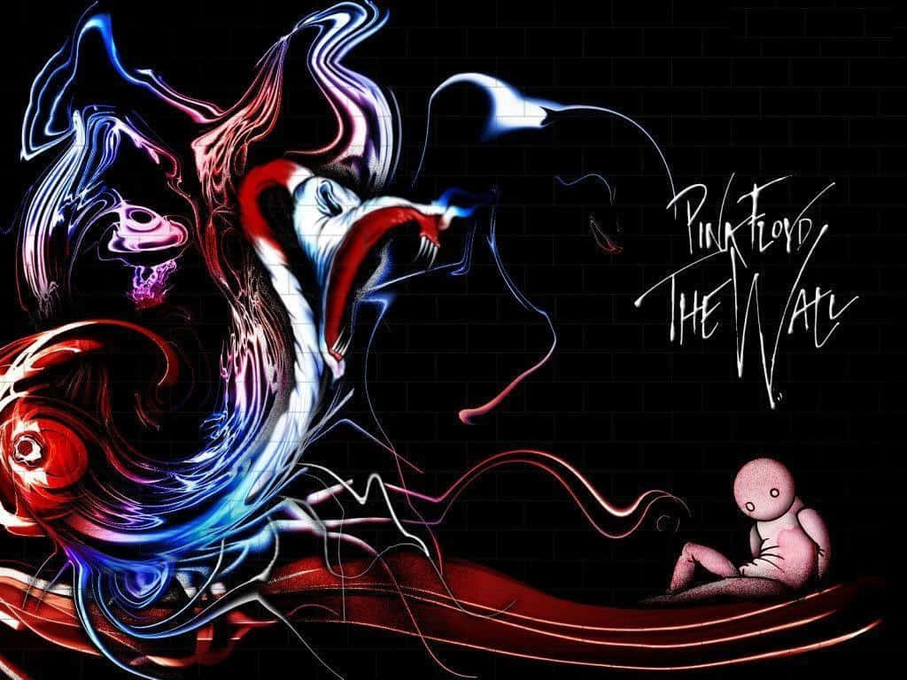 Pink Floyd The Wall, neon swirls, red blue and white, SD Desktop Wallpaper
