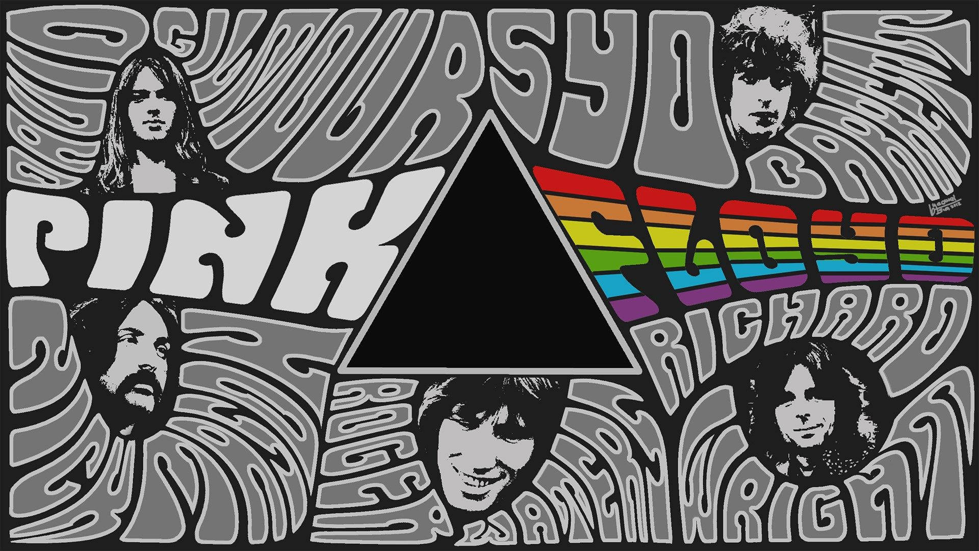 Pink Floyd, prism logo, rainbow spectrum, Full HD Desktop Wallpaper
